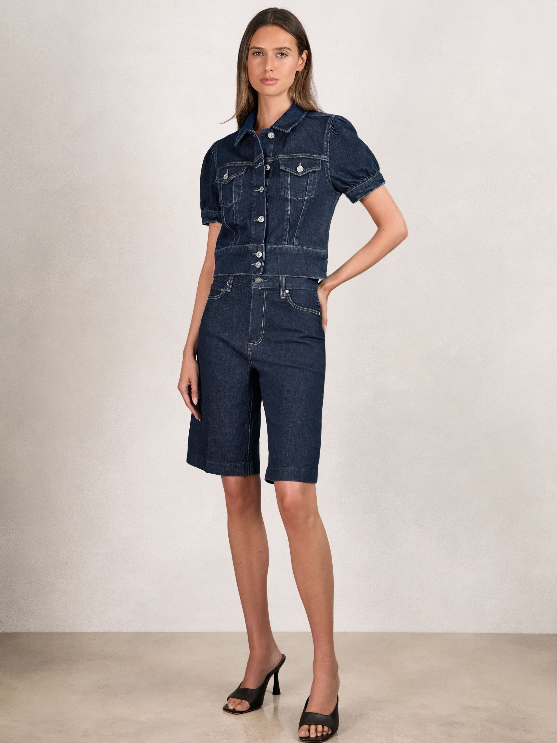 Paige Denim Bermuda Shorts in Navy