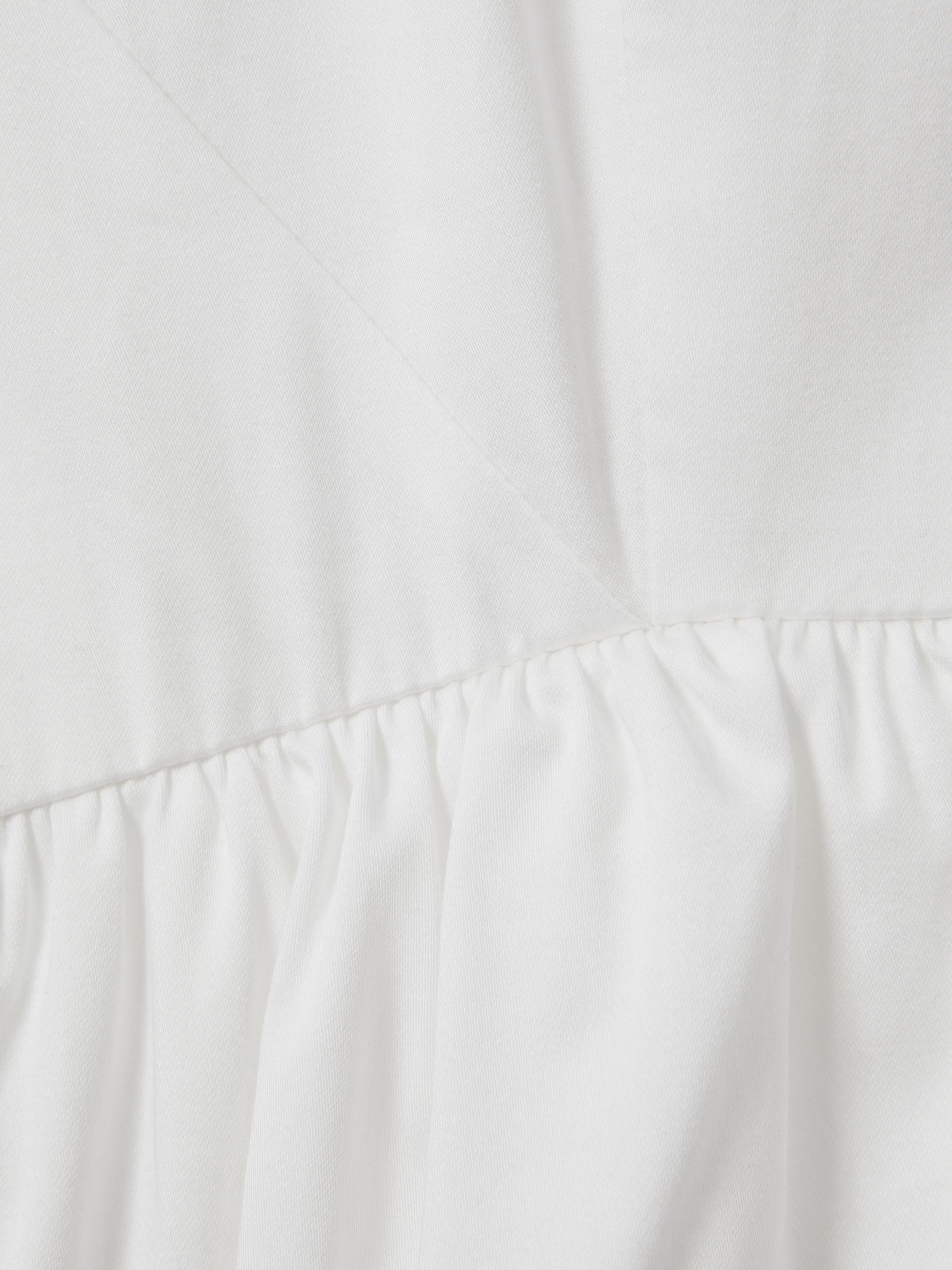 Cotton Blend High-Low Midi Dress in White