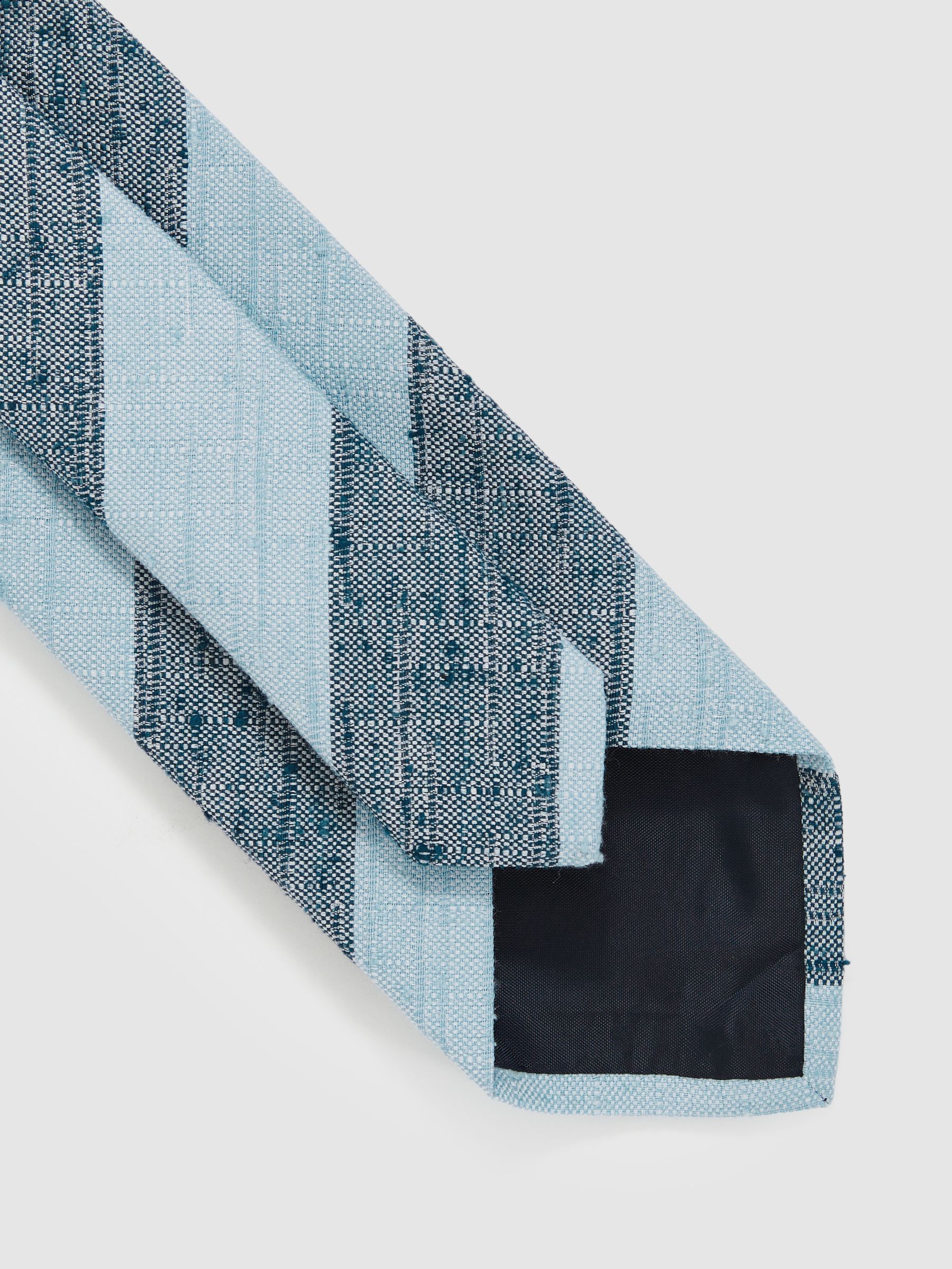 Silk-Blend Textured Stripe Tie in Soft Blue