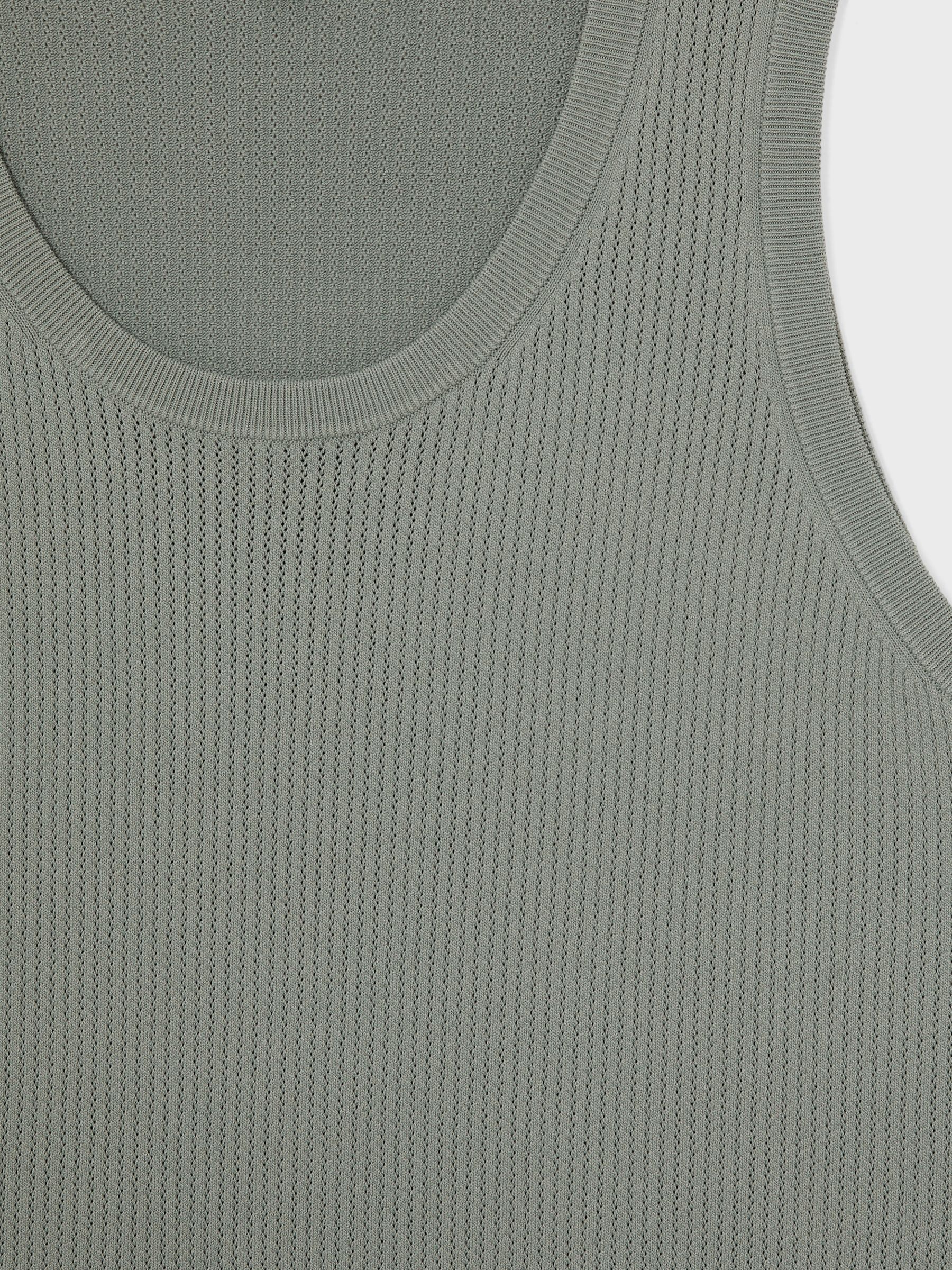 Textured Crew Neck Ribbed Vest in Sage Green