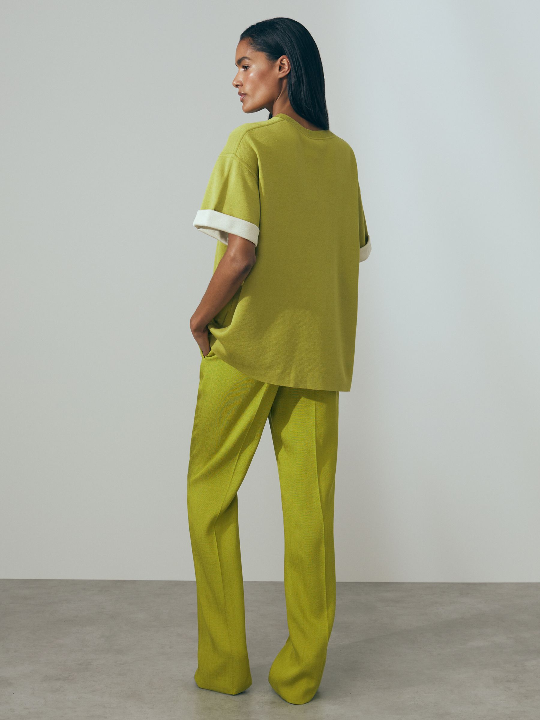 Atelier Knitted Silk Blend Top with Cashmere in Green