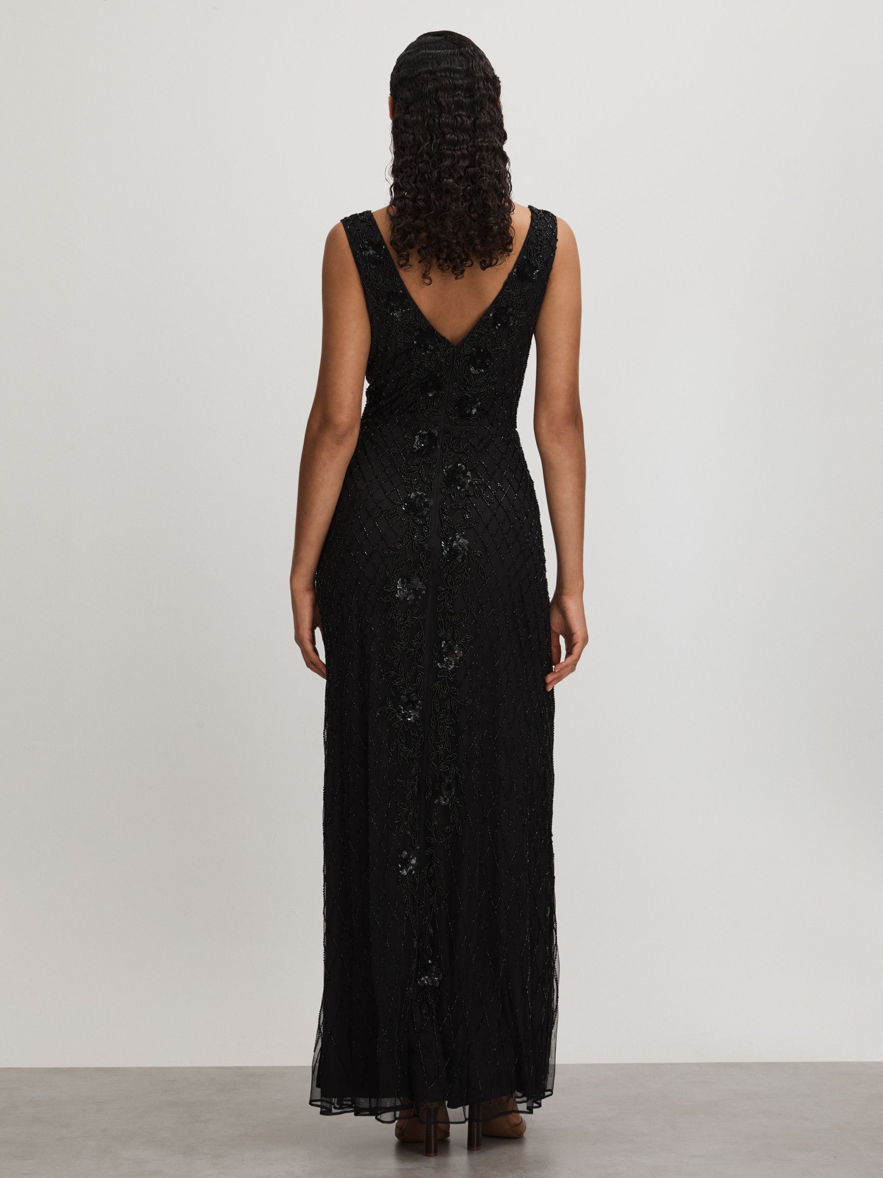 Vivienne Black Raishma Embellished Mesh Black Maxi Dress