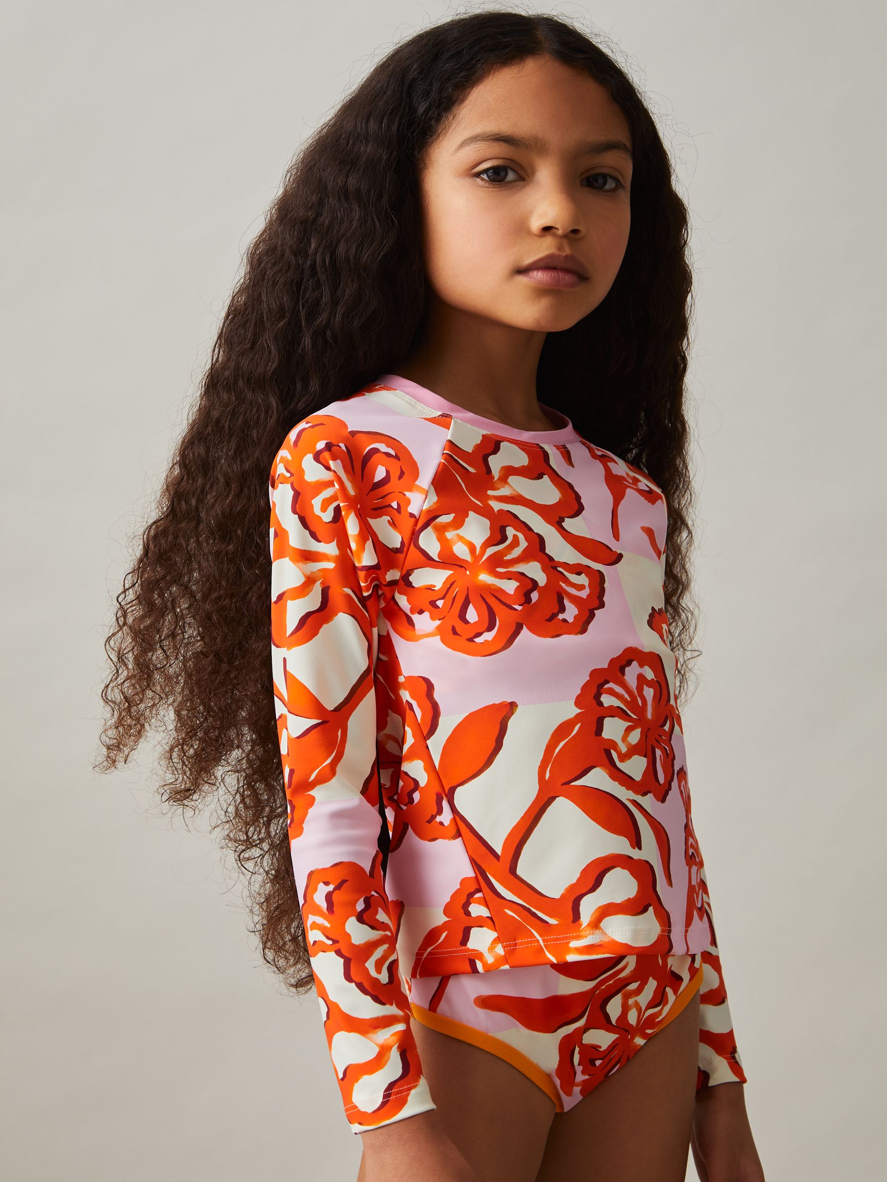 4-9 yrs Sun Safe Long-Sleeve Top in Pink Print