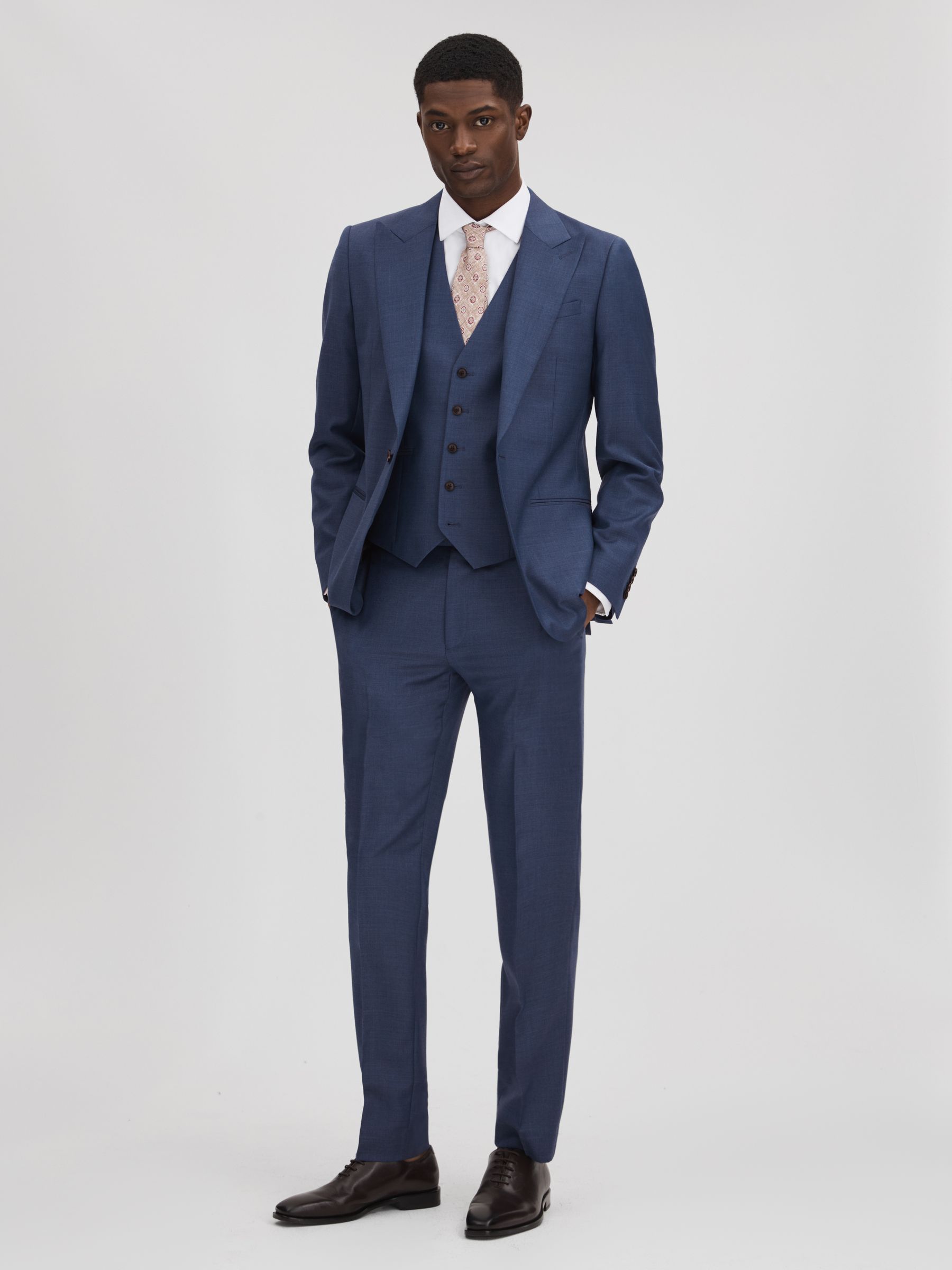 Slim Fit Wool Single Breasted Blazer in Bright Blue