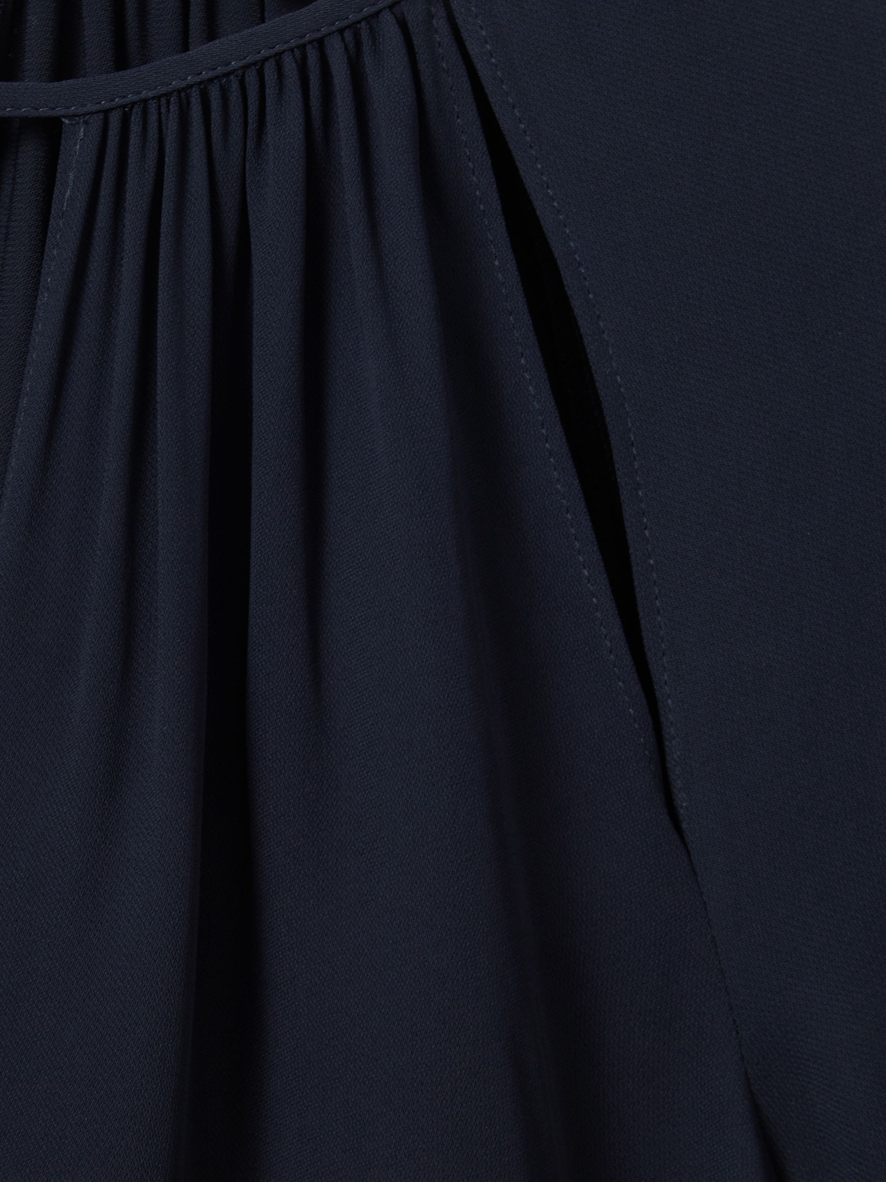 Cut-Out Flute Sleeve Blouse in Navy