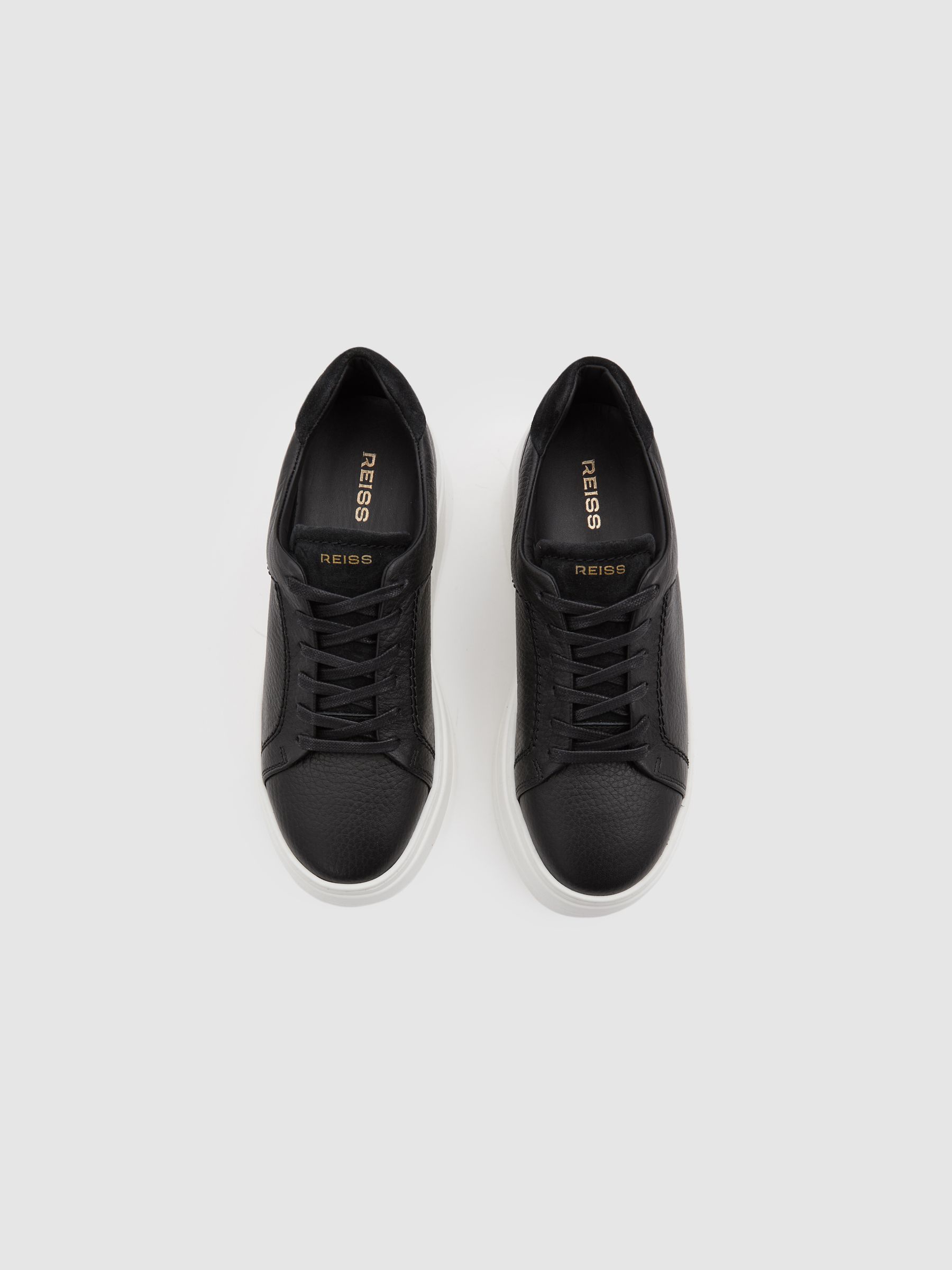 Platform Leather Trainers in Black