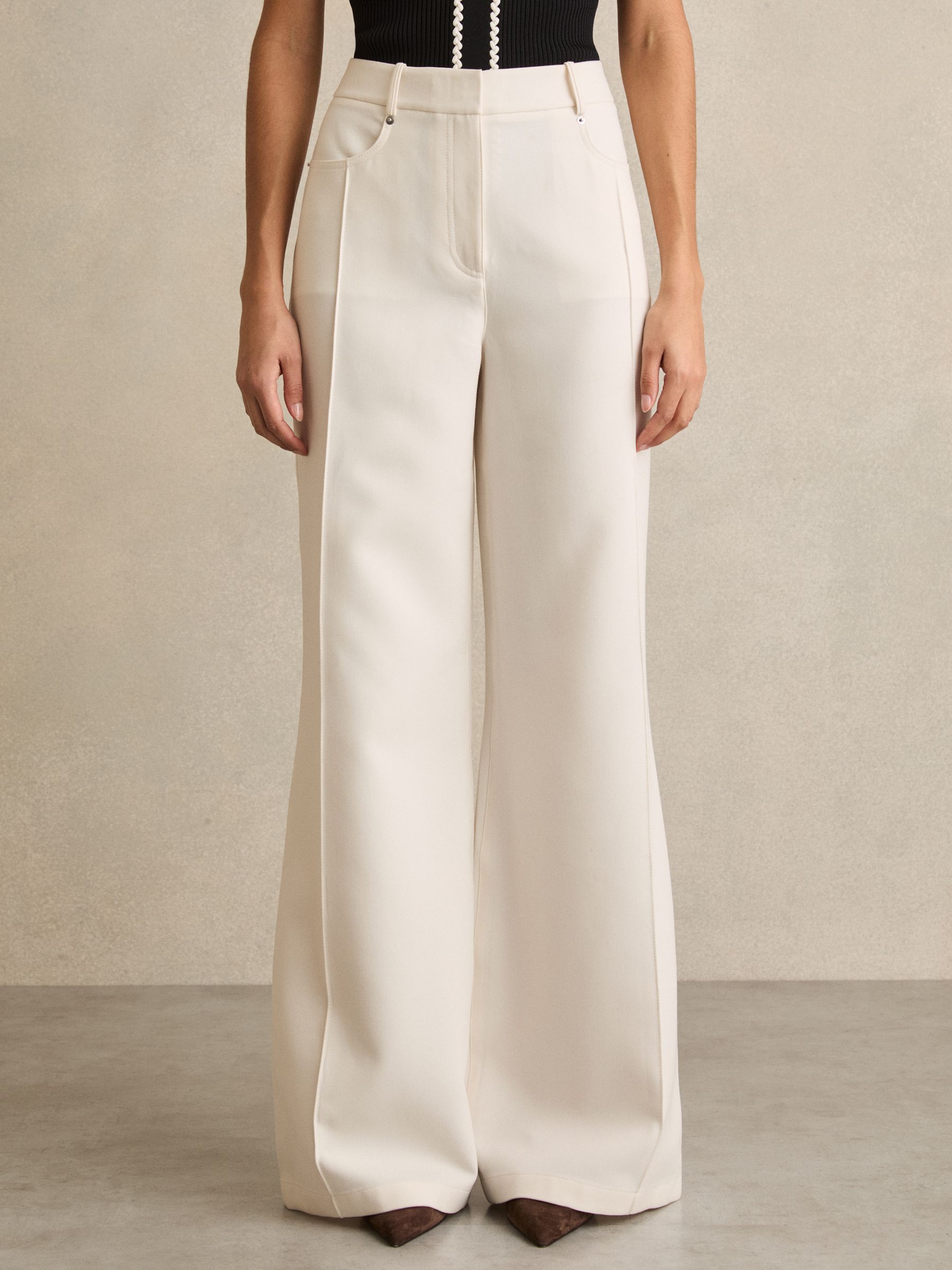 Petite Palazzo Tailored Trousers in Ivory