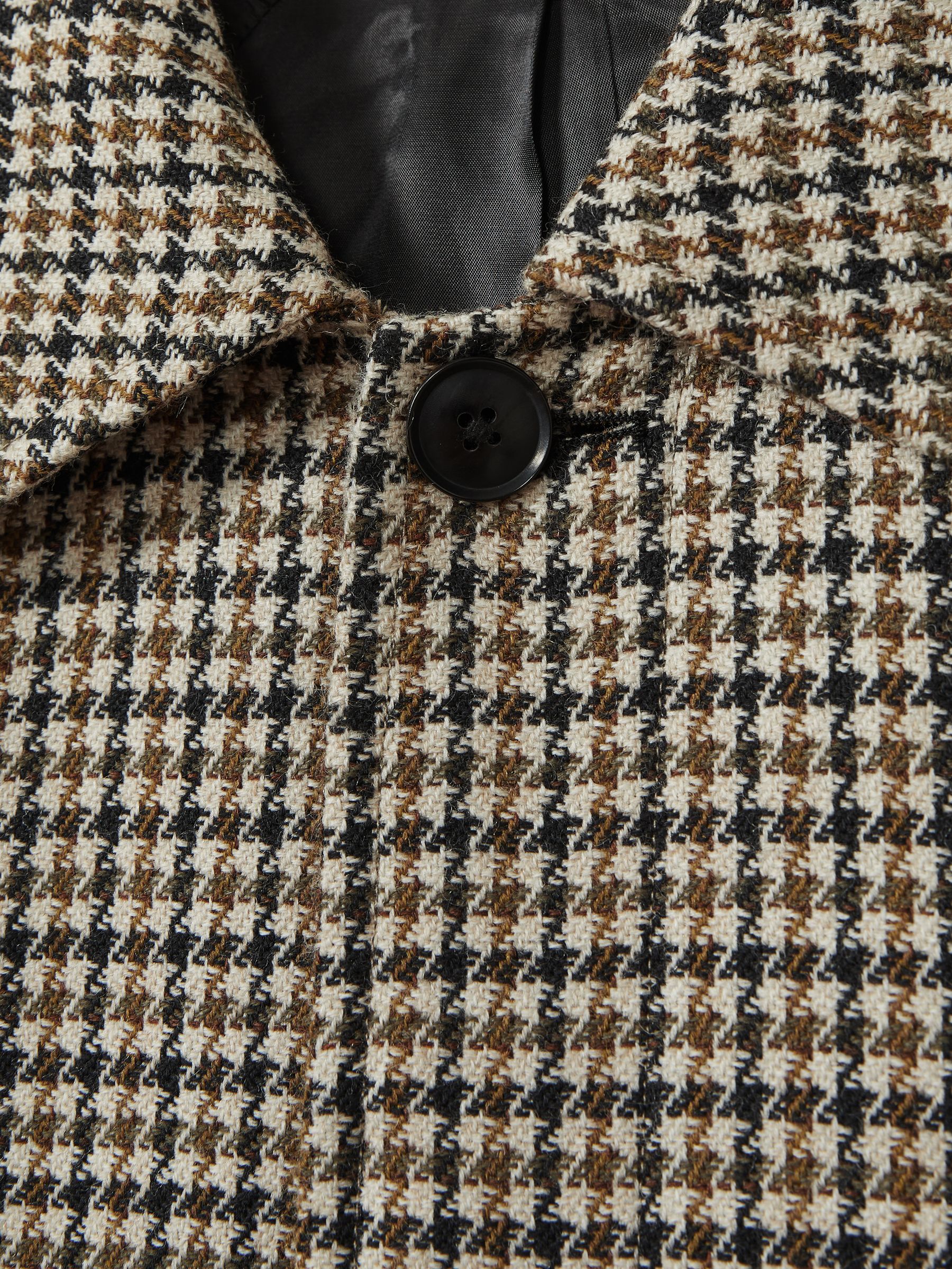 Atelier Wool Houndstooth-Check Raglan Overcoat in Brown