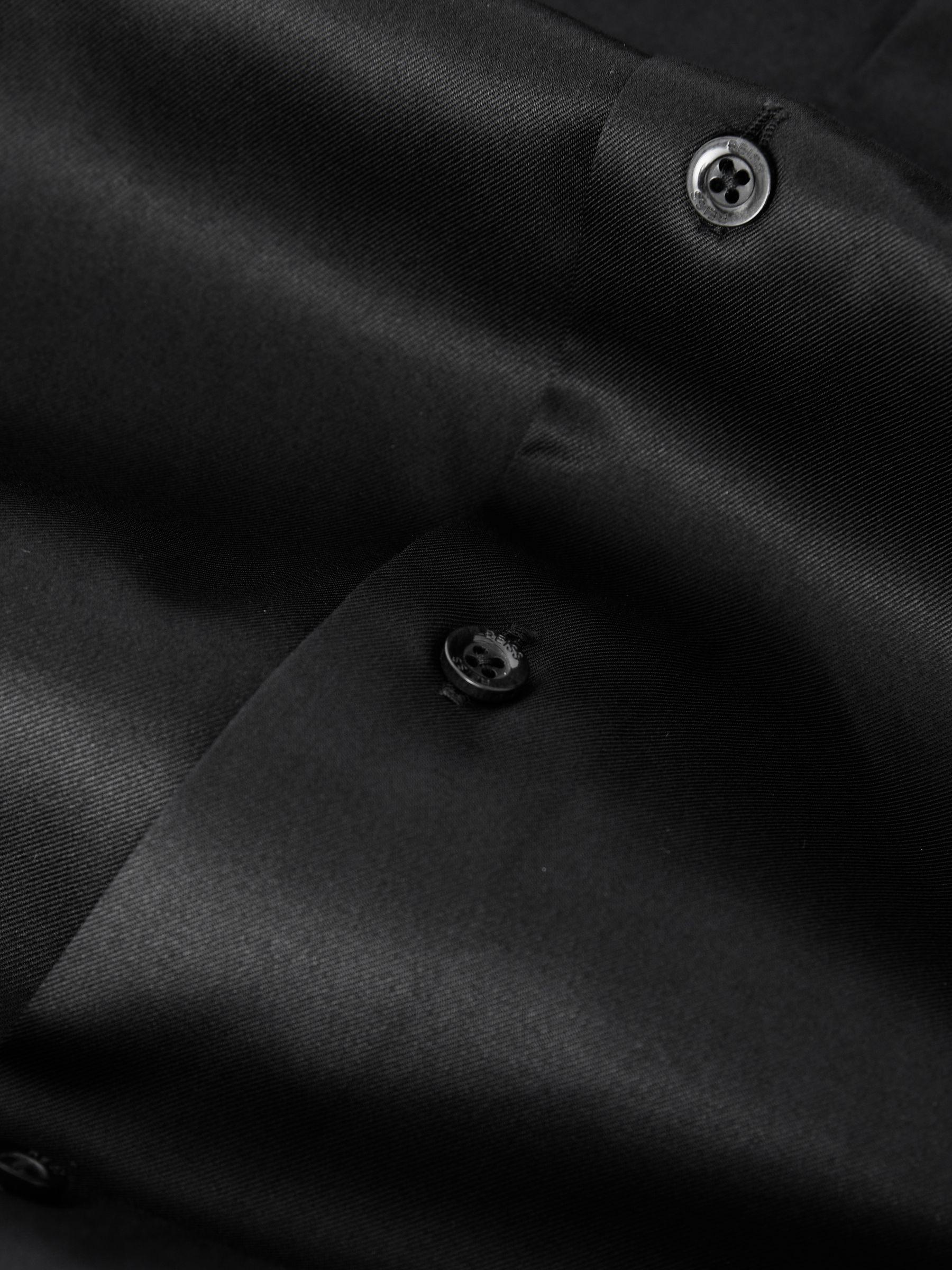 Slim Fit Cotton Double-Cuff Shirt in Black