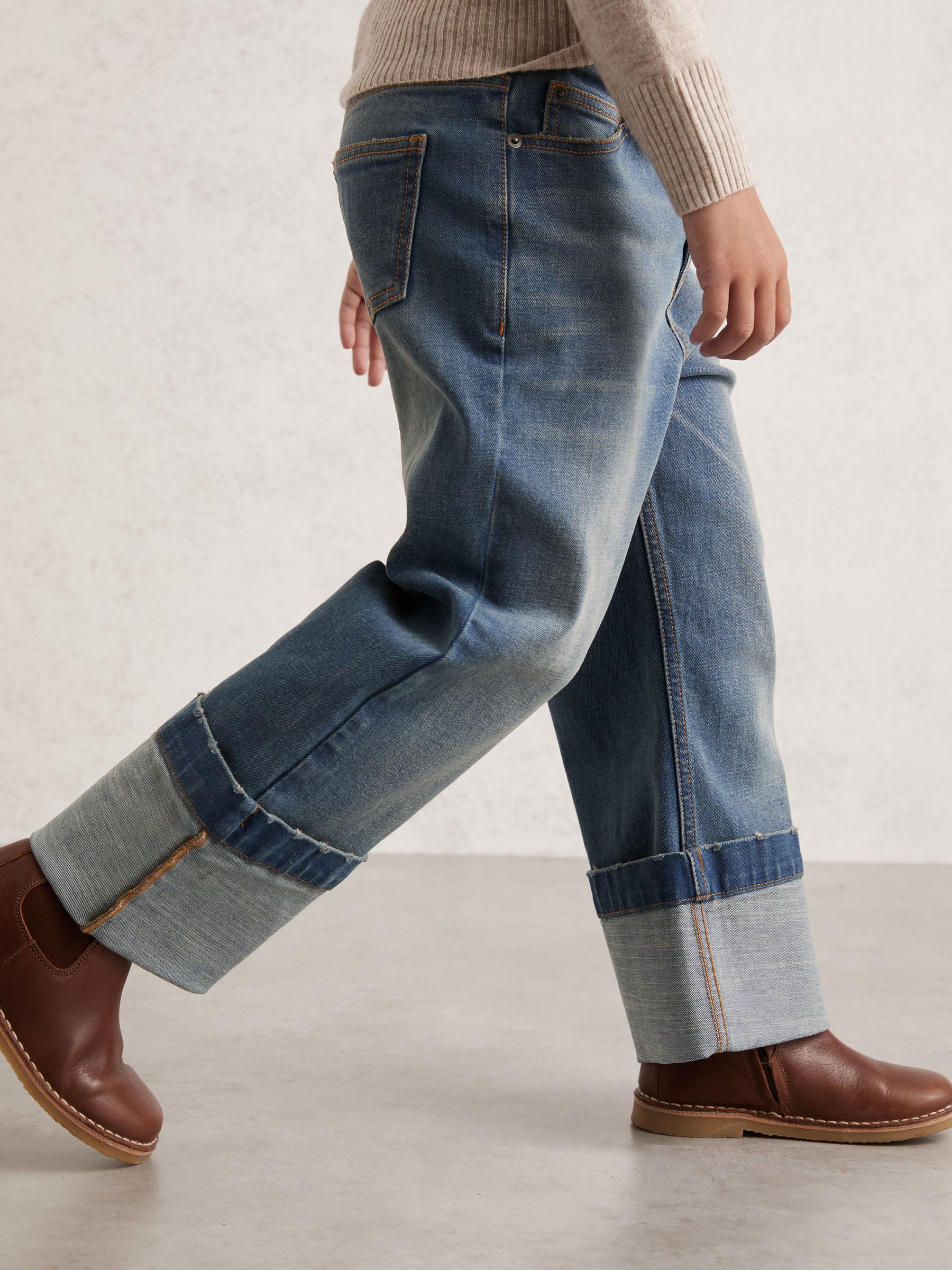 3-9 yrs Straight-Leg Turn-Up Jeans in Blue