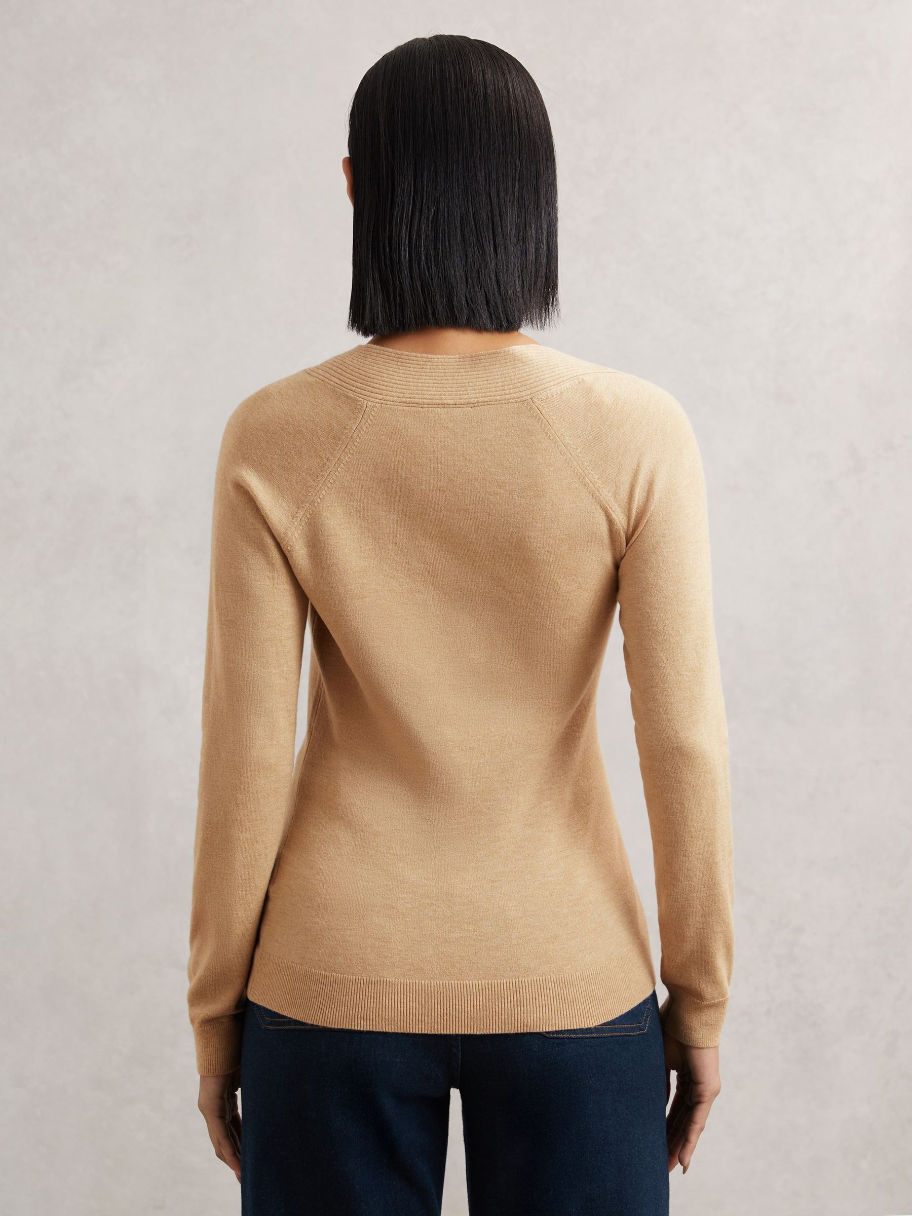 Wool-Blend Asymmetric Knit Top in Camel