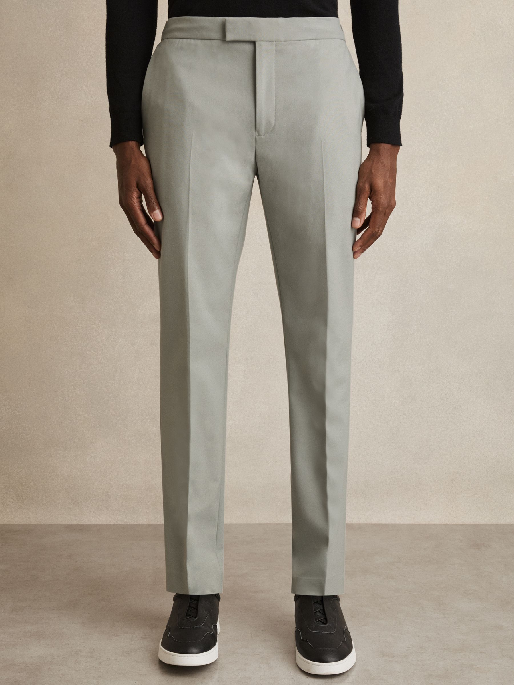 Slim-Fit Drawcord Trousers in Sage