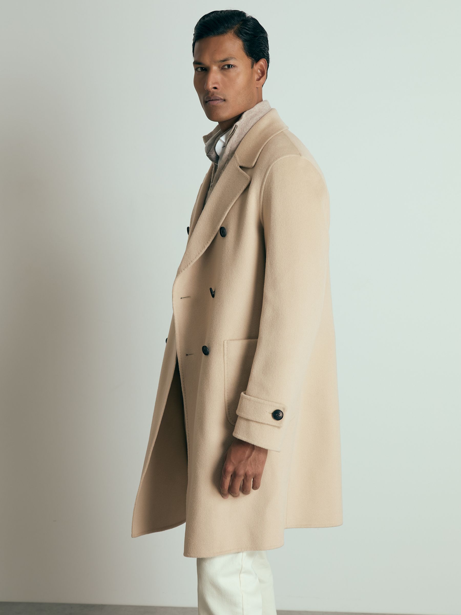 Atelier Wool-Cashmere Double-Breasted Coat in Camel