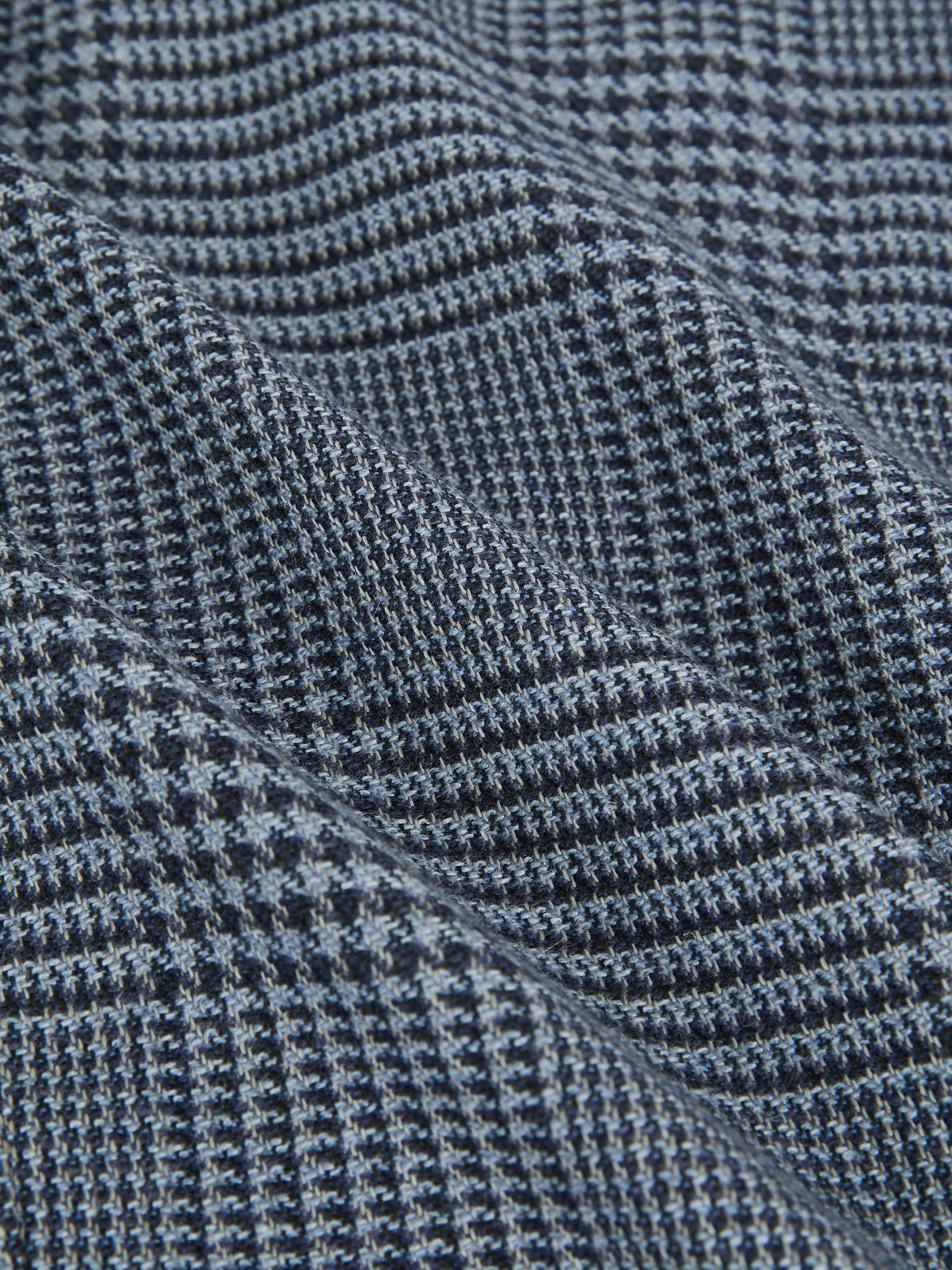 Regular-Fit Single-Breasted Check Blazer in Blue