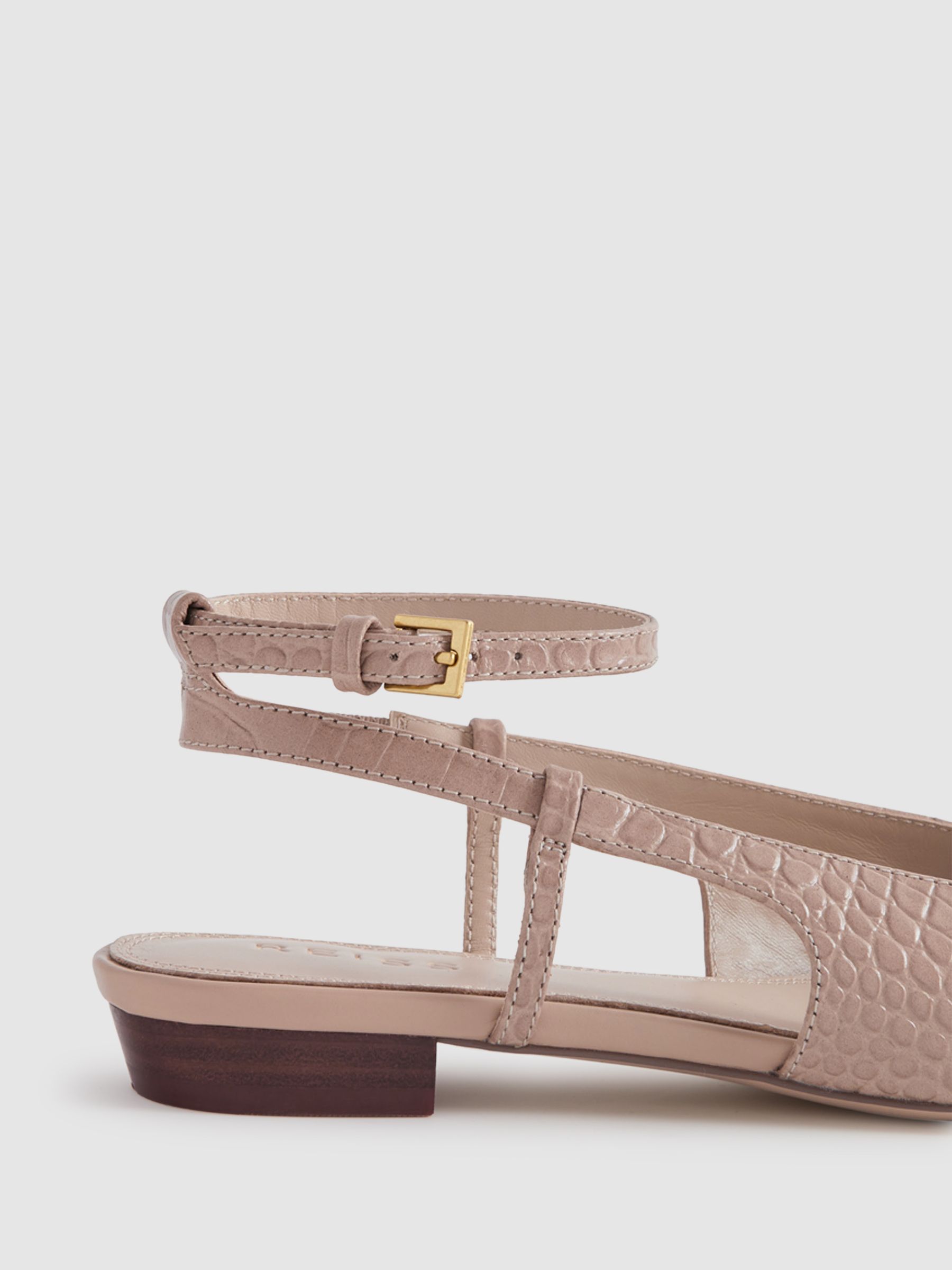 Leather Slingback Ballerina Flats in Nude