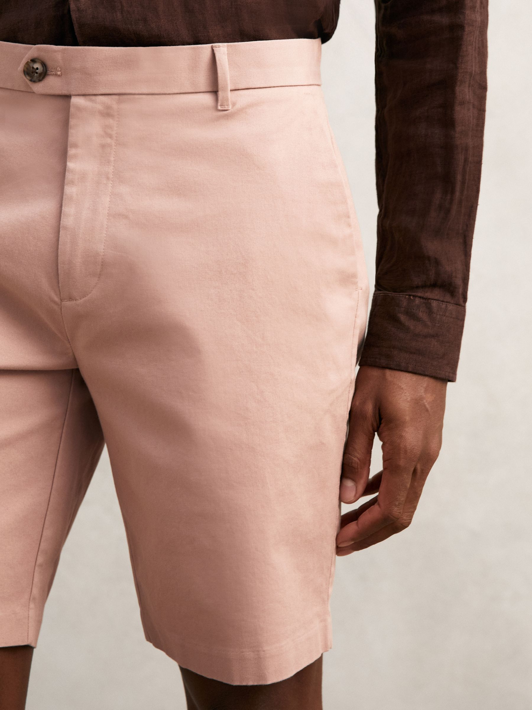 Cotton Chino Shorts with Stretch in Rose Pink