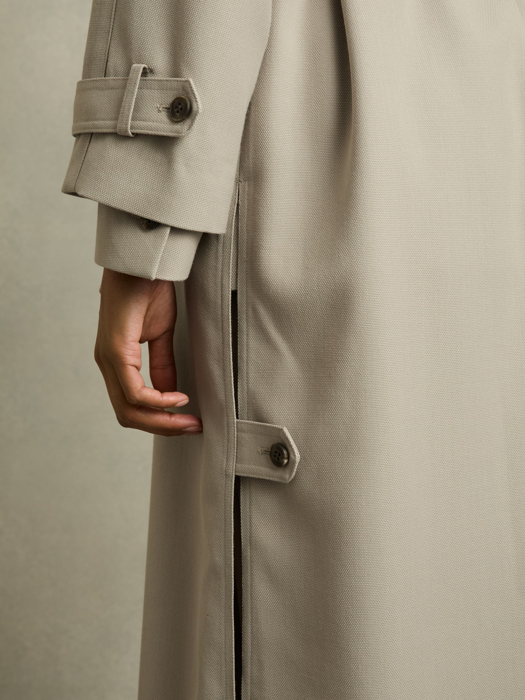 Wool-Blend Double-Breasted Trench Coat in Neutral