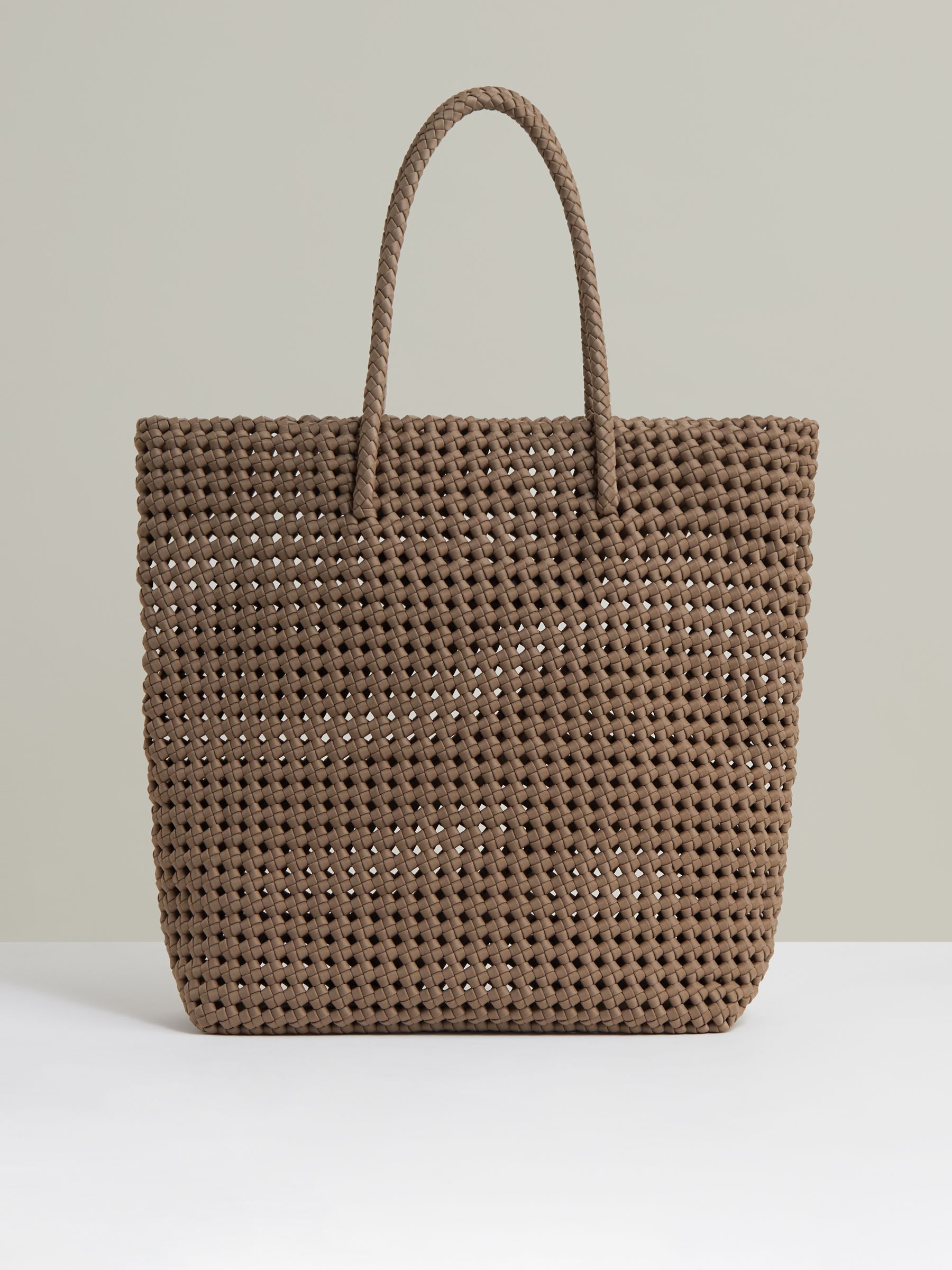 Woven Neoprene Tote Bag in Taupe