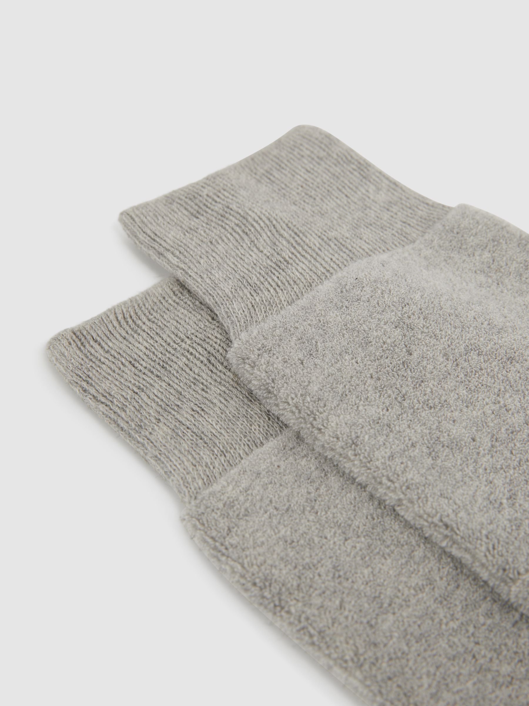 Cotton Blend Terry Towelling Socks in Grey Melange