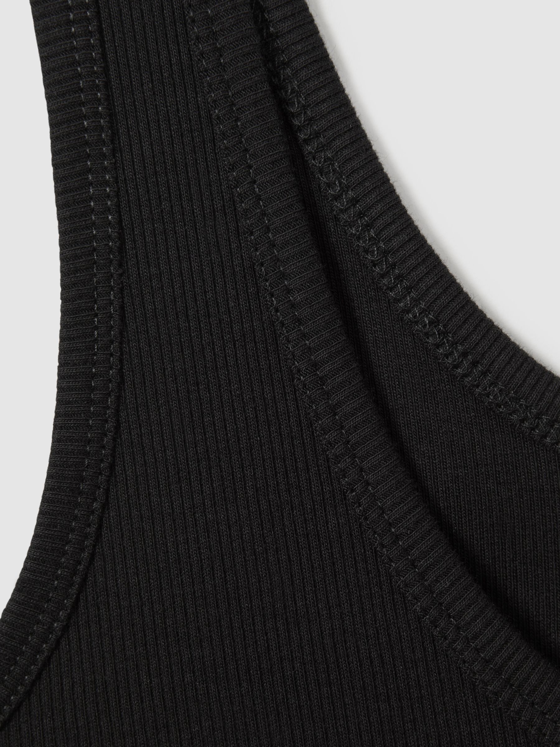 Stretch-Cotton Ribbed Vest in Black