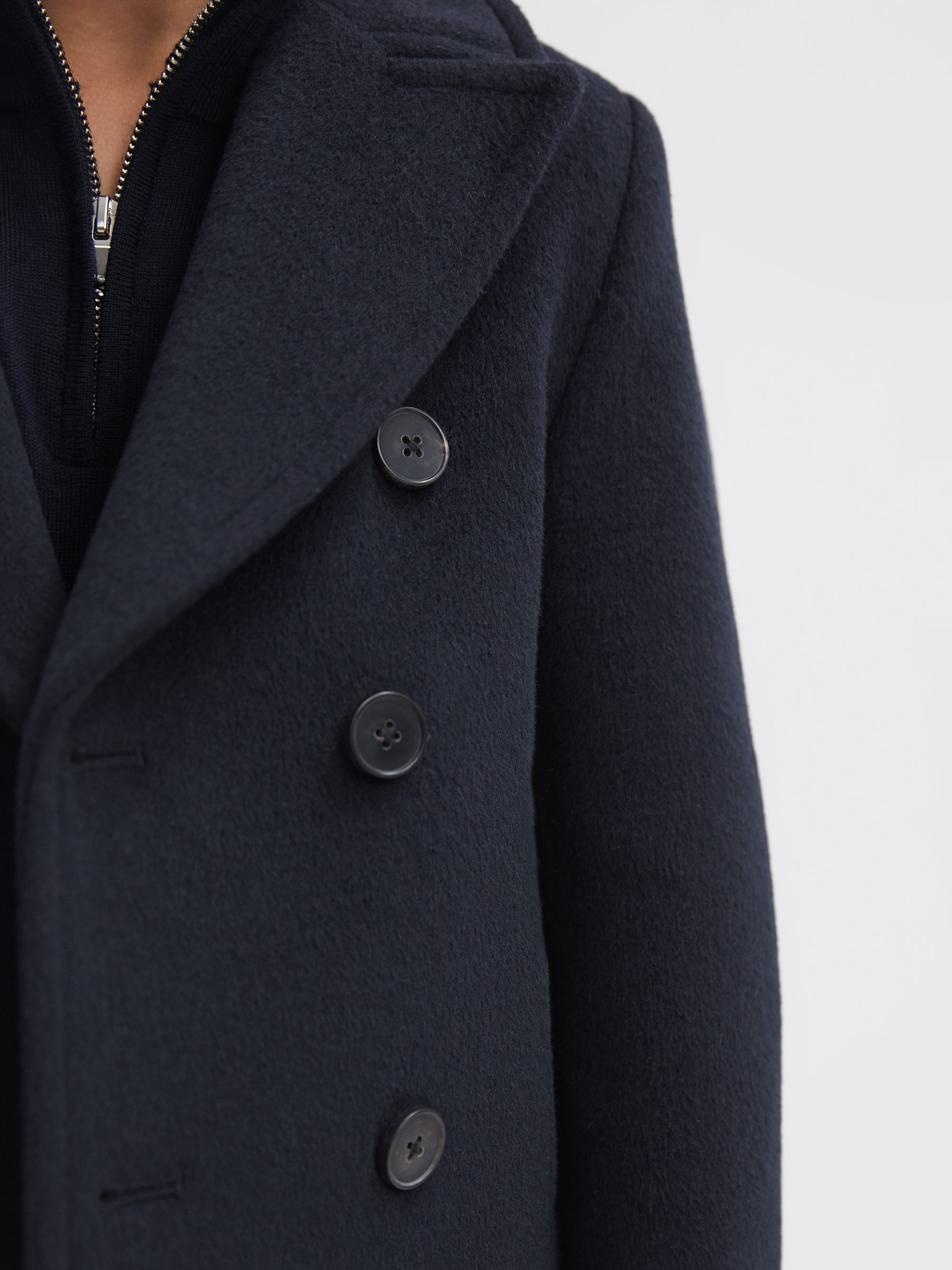 4-9 yrs Wool Blend Twill Double Breasted Coat in Navy