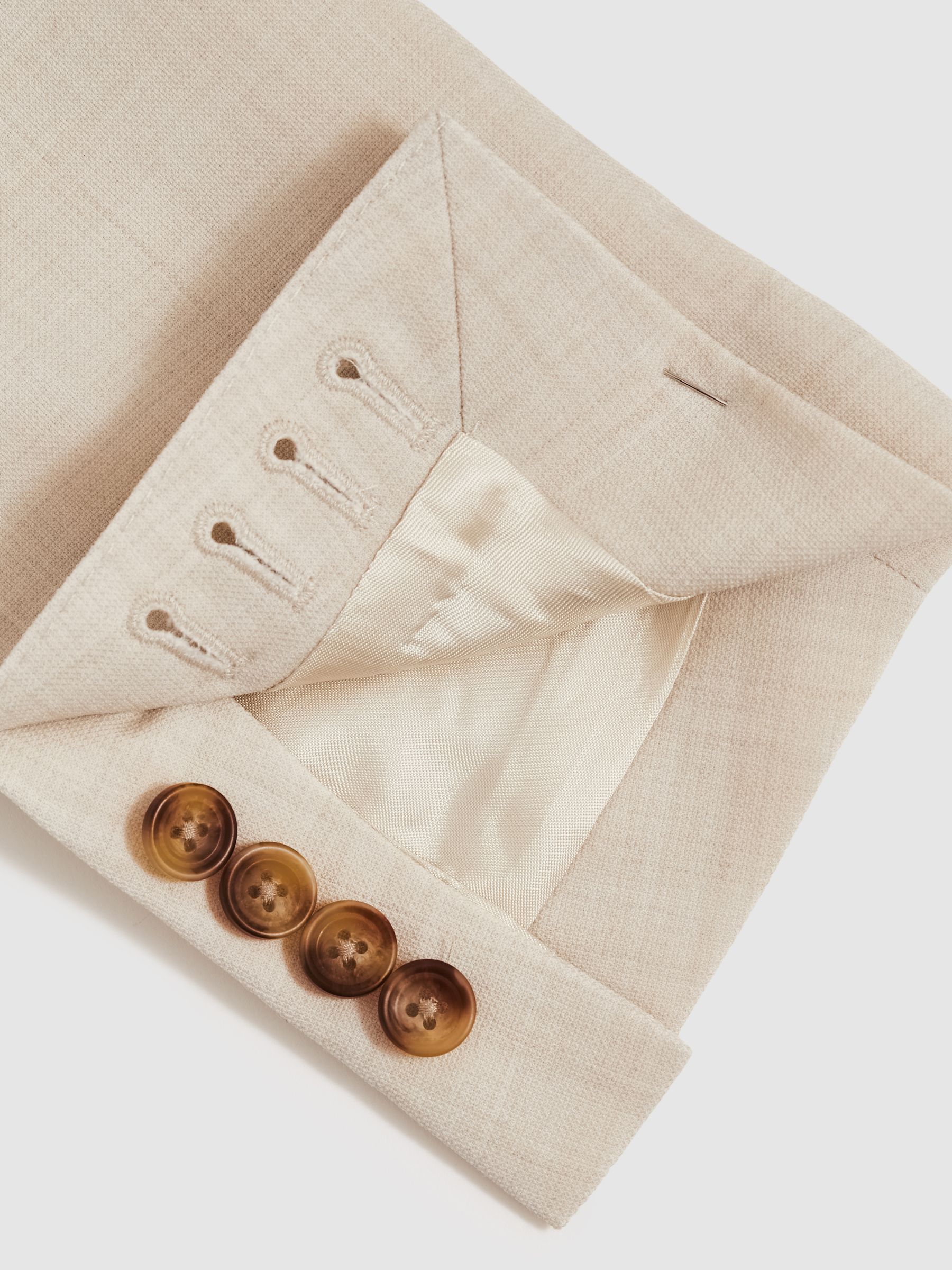 Single-Breasted Textured Suit Blazer Slim-Fit With Wool in Stone