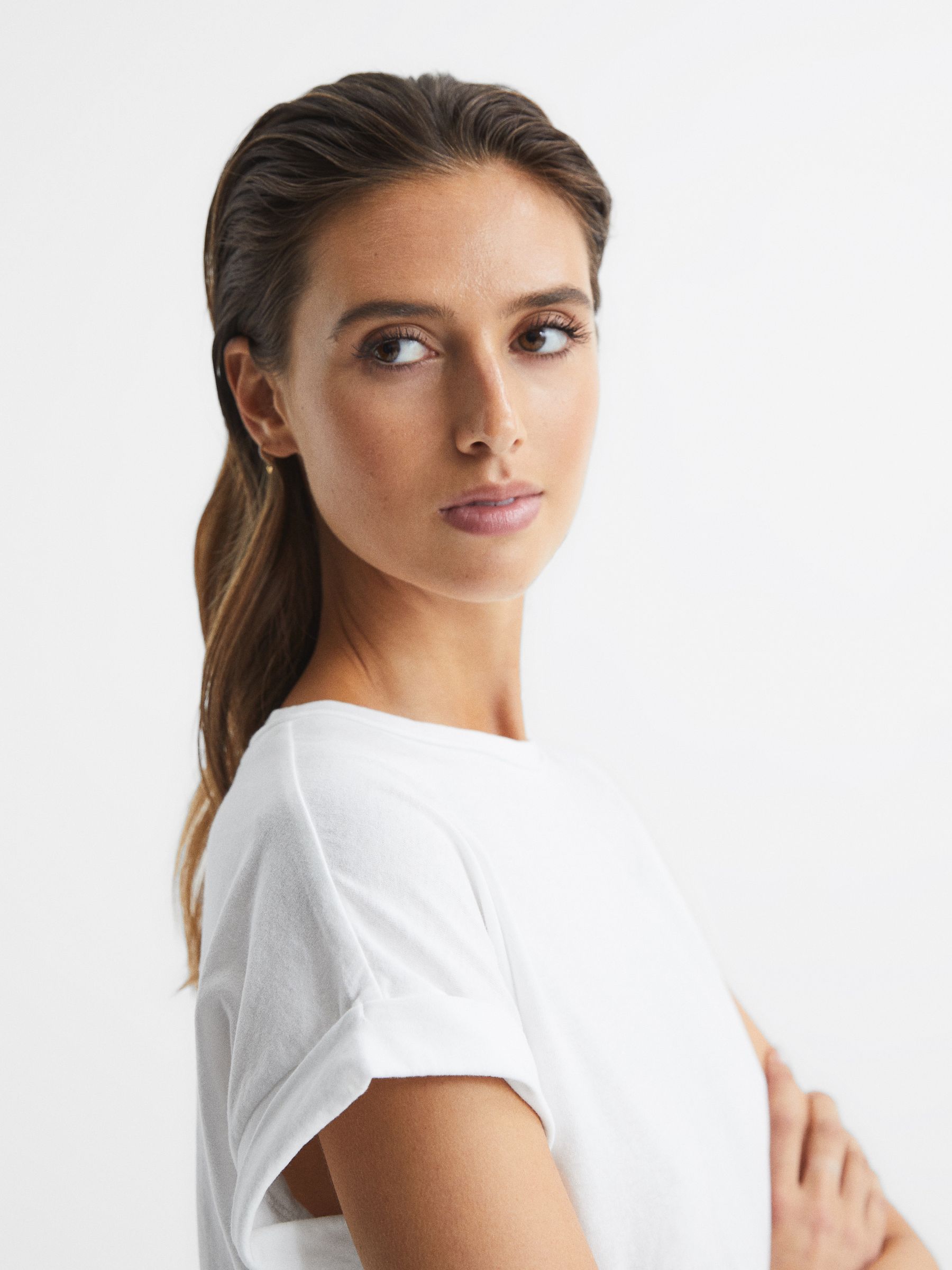 Cotton-Jersey Crew Neck T-Shirt in White