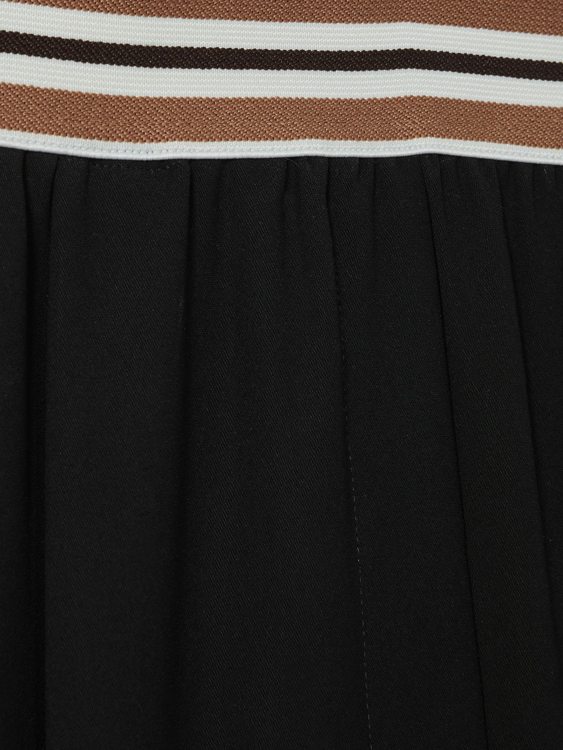 Petite Stripe-Waistband Wide-Leg Trousers in Black