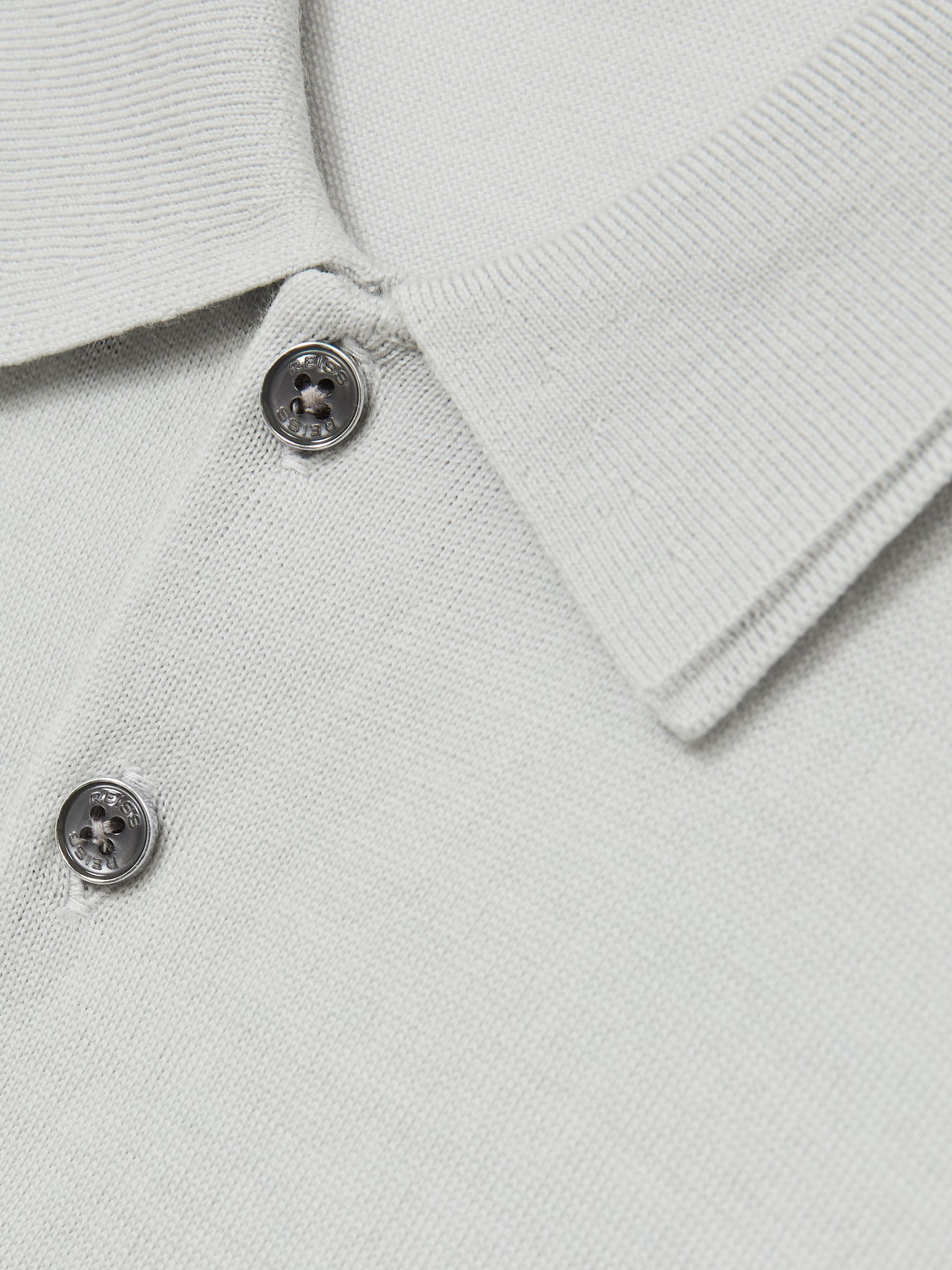 Merino Wool Short-Sleeve Polo Shirt in Iced Blue