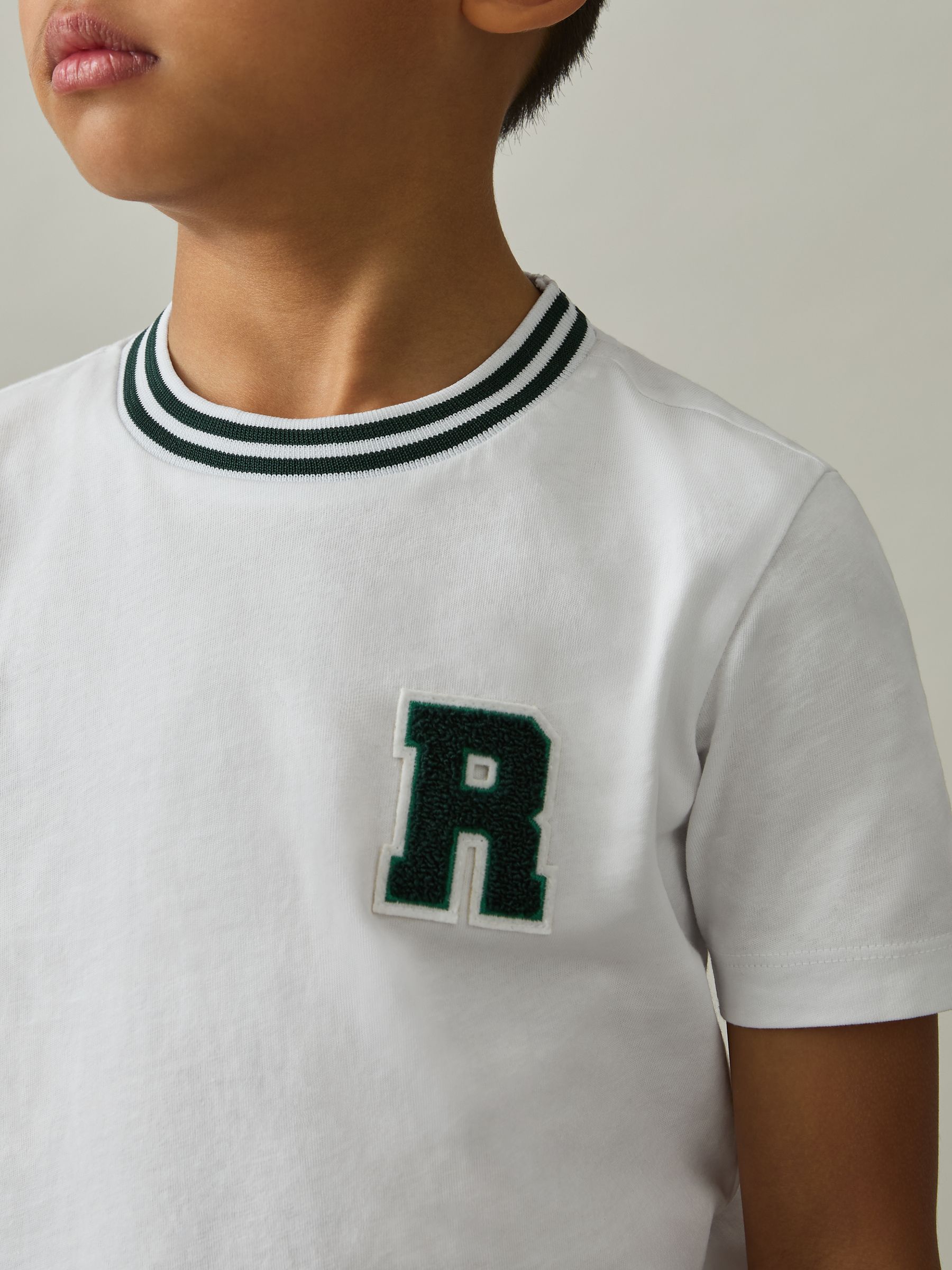 3-9 yrs Cotton Letter Patch T-Shirt in White