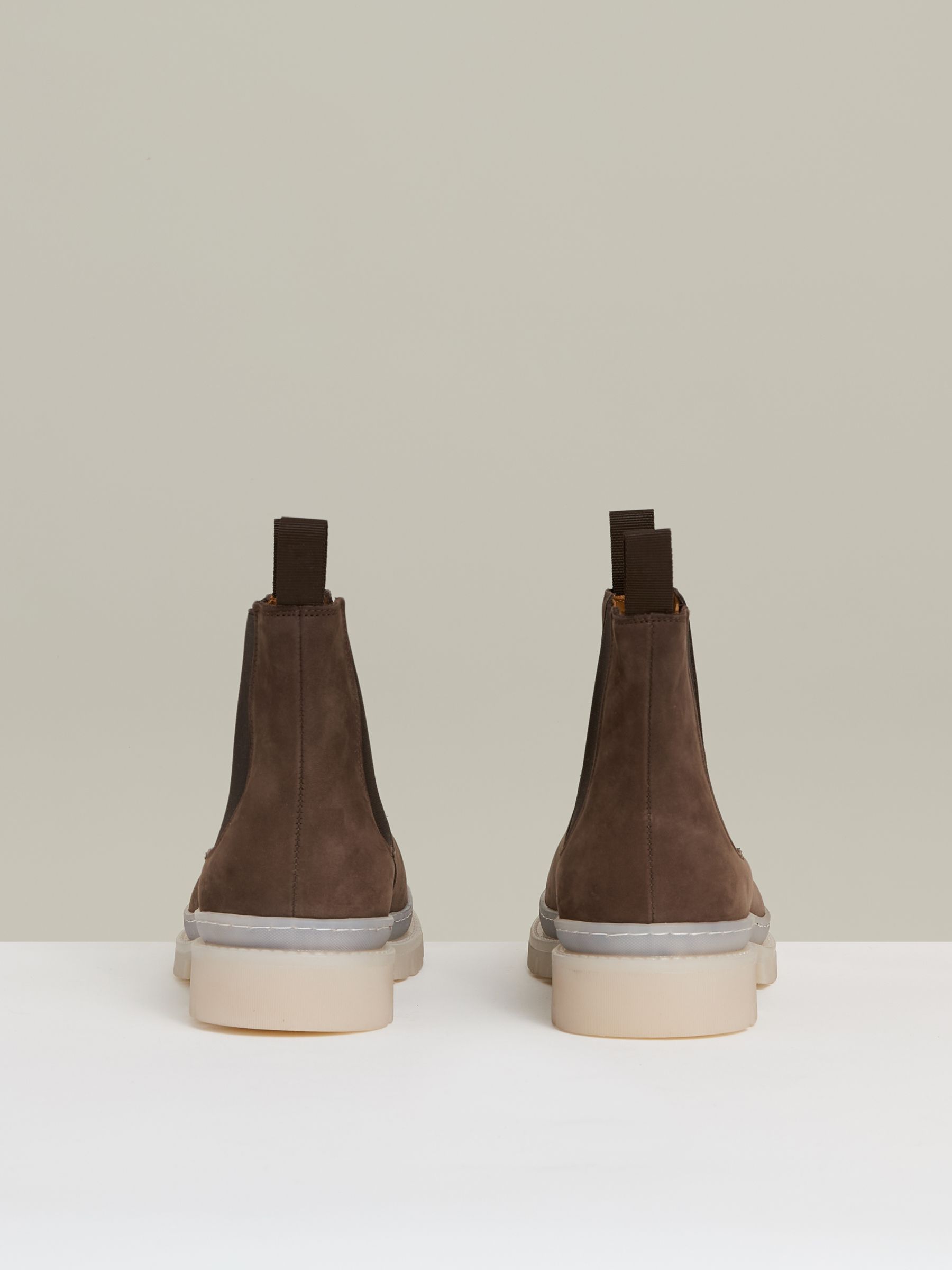 Suede Contrast Sole Chelsea Boots in Brown