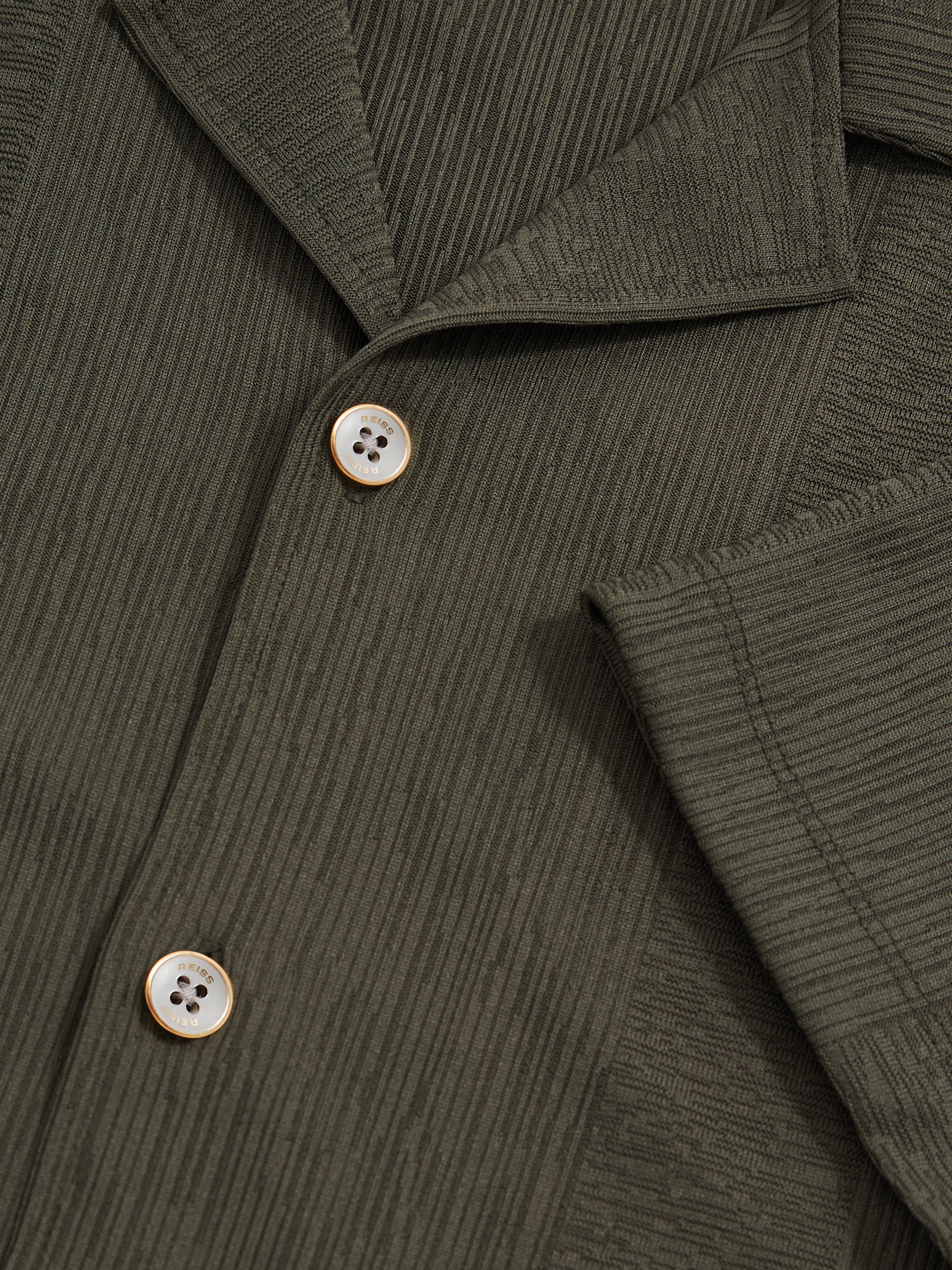 Jacquard-Stripe Cuban-Collar Shirt in Dark Green