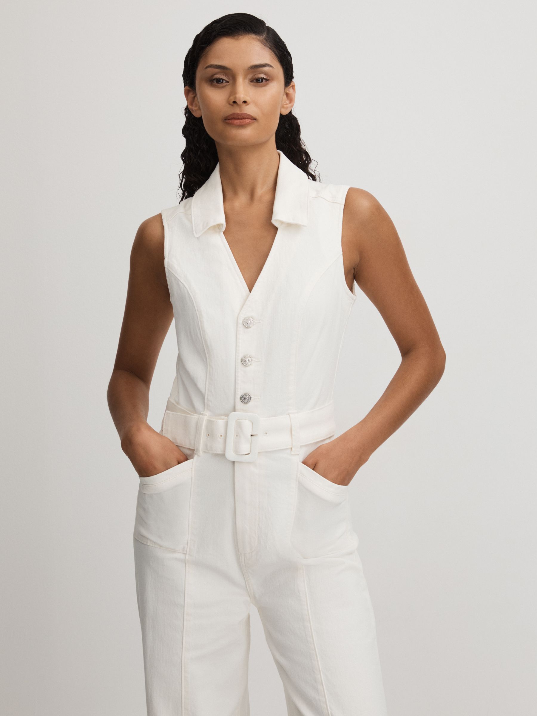 Paige Denim Jumpsuit in Ecru