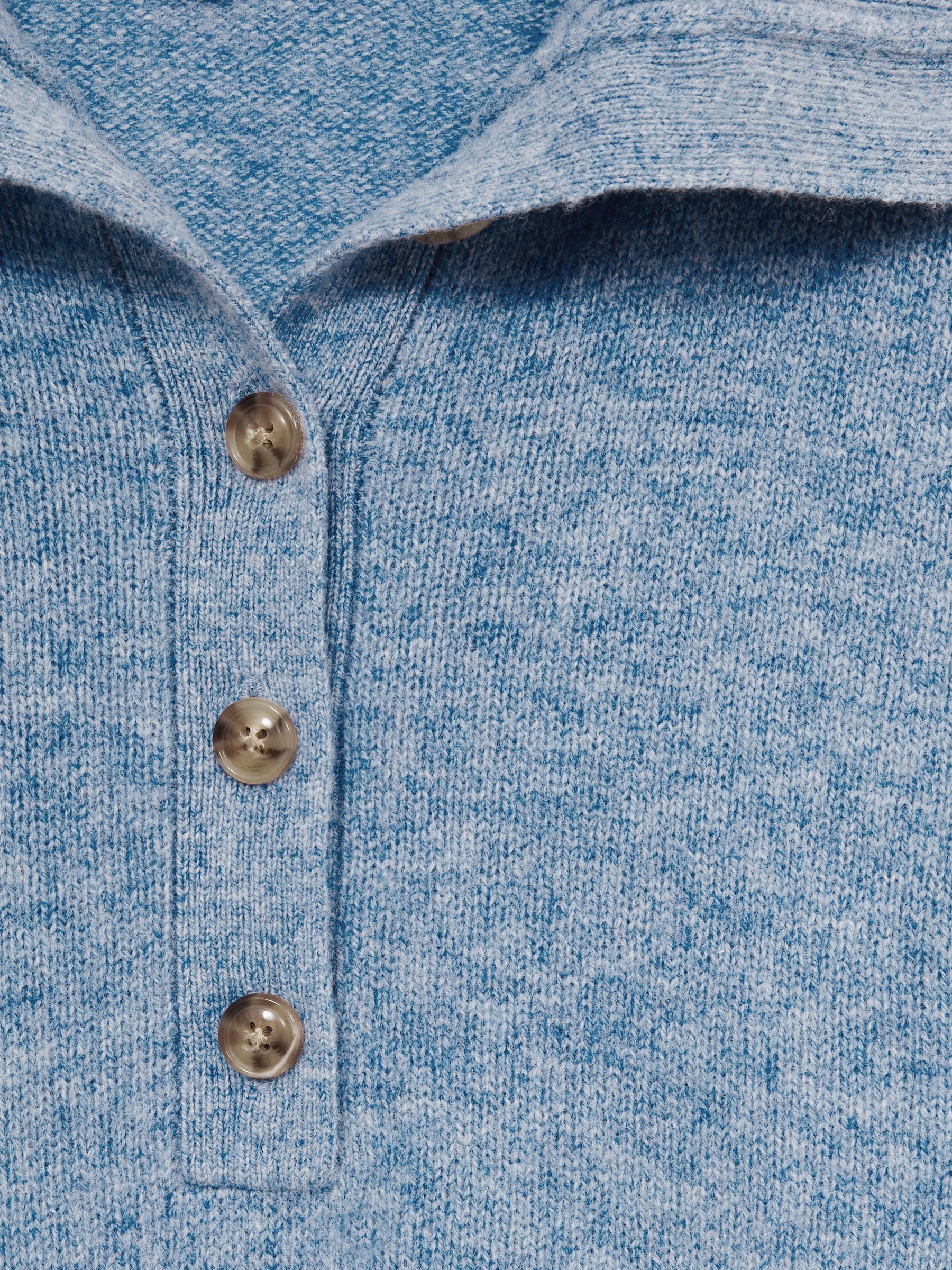 Wool-Cashmere Open-Neck Jumper in Blue