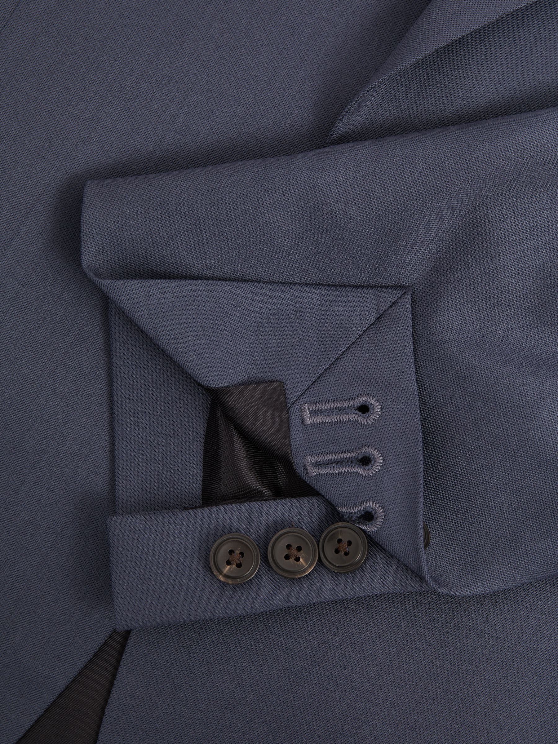 Bartley Airforce Blue Textured Wool Single Breasted Slim Fit Blazer