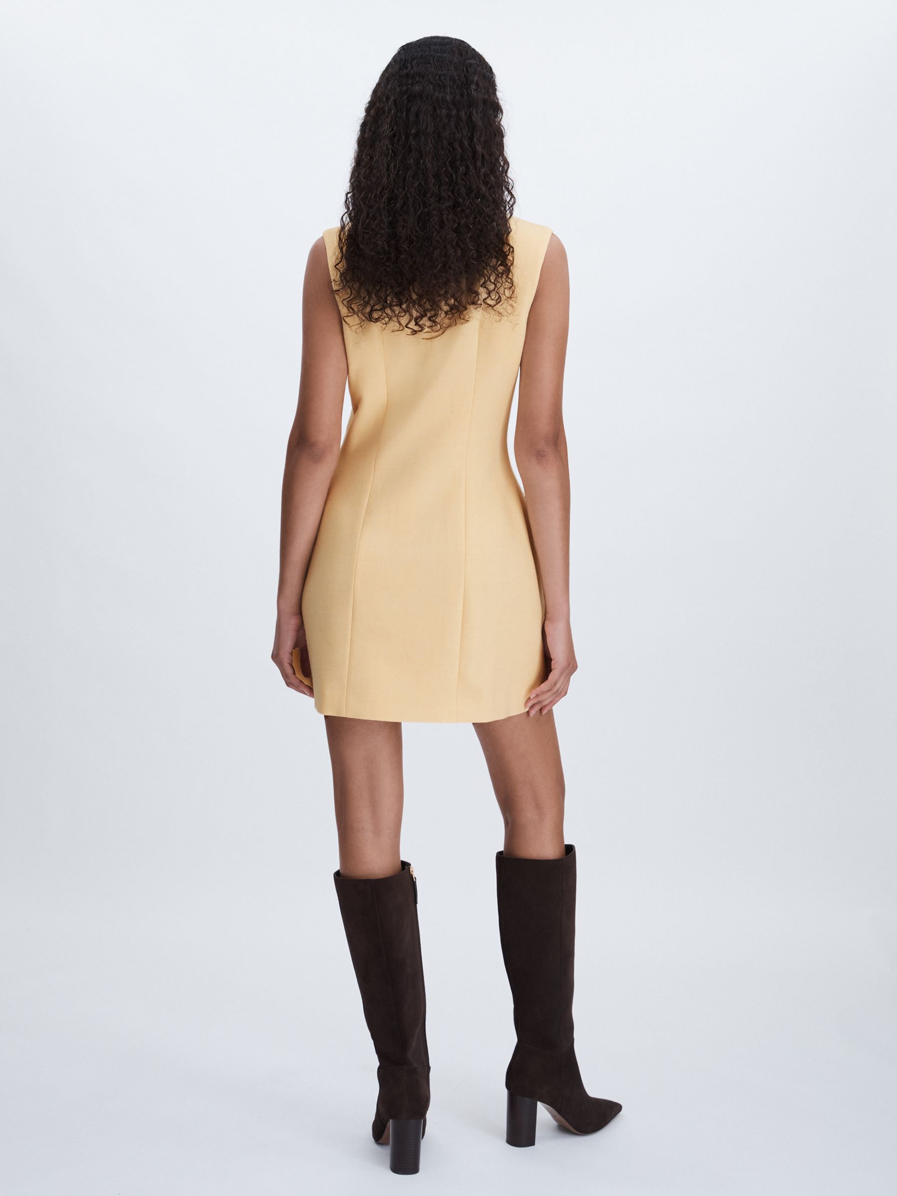 Anna Quan Button Through Mini Dress With Wool in Buttercup