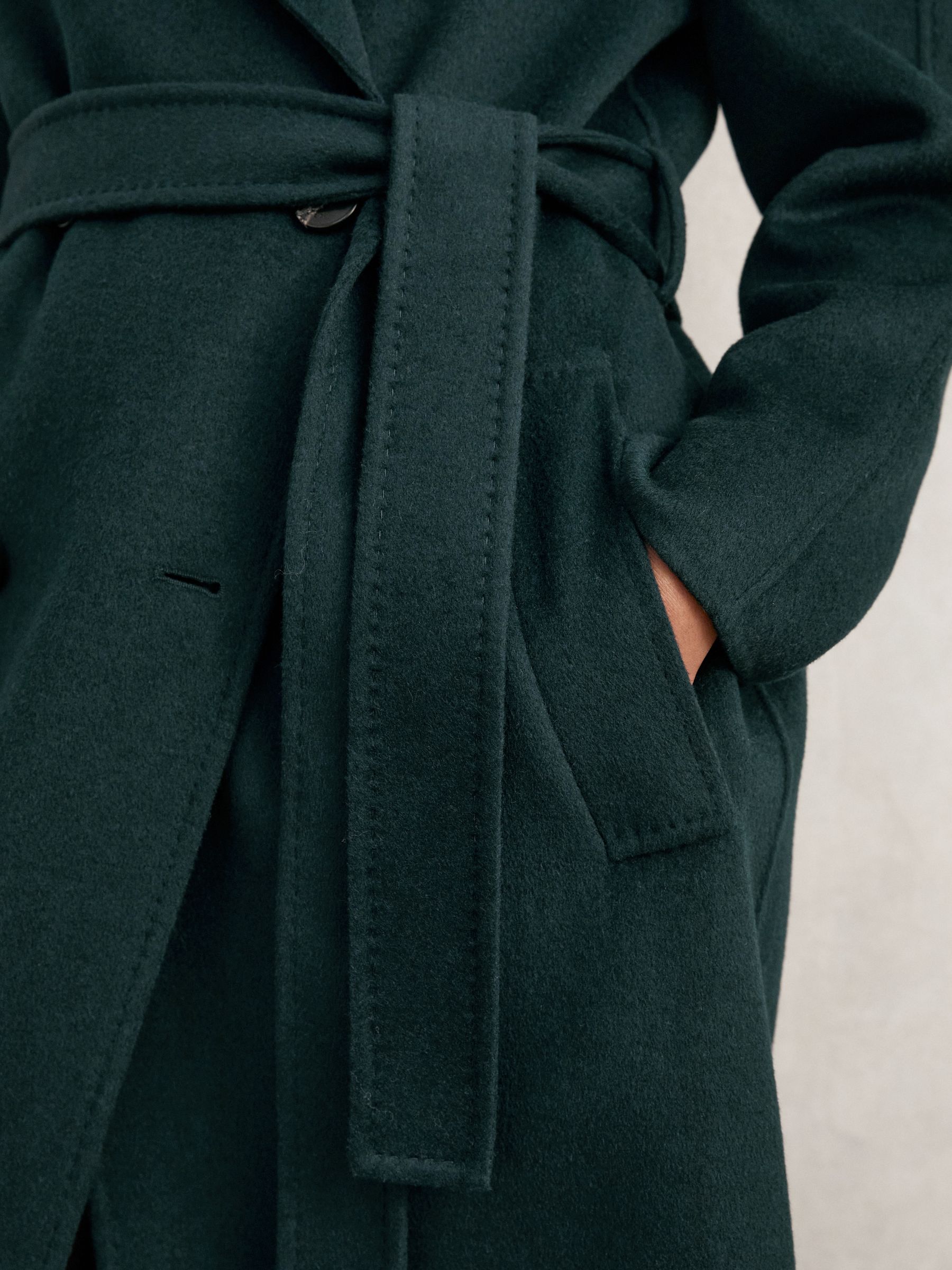 Double-Breasted Blindseam Coat Wool-Blend in Green