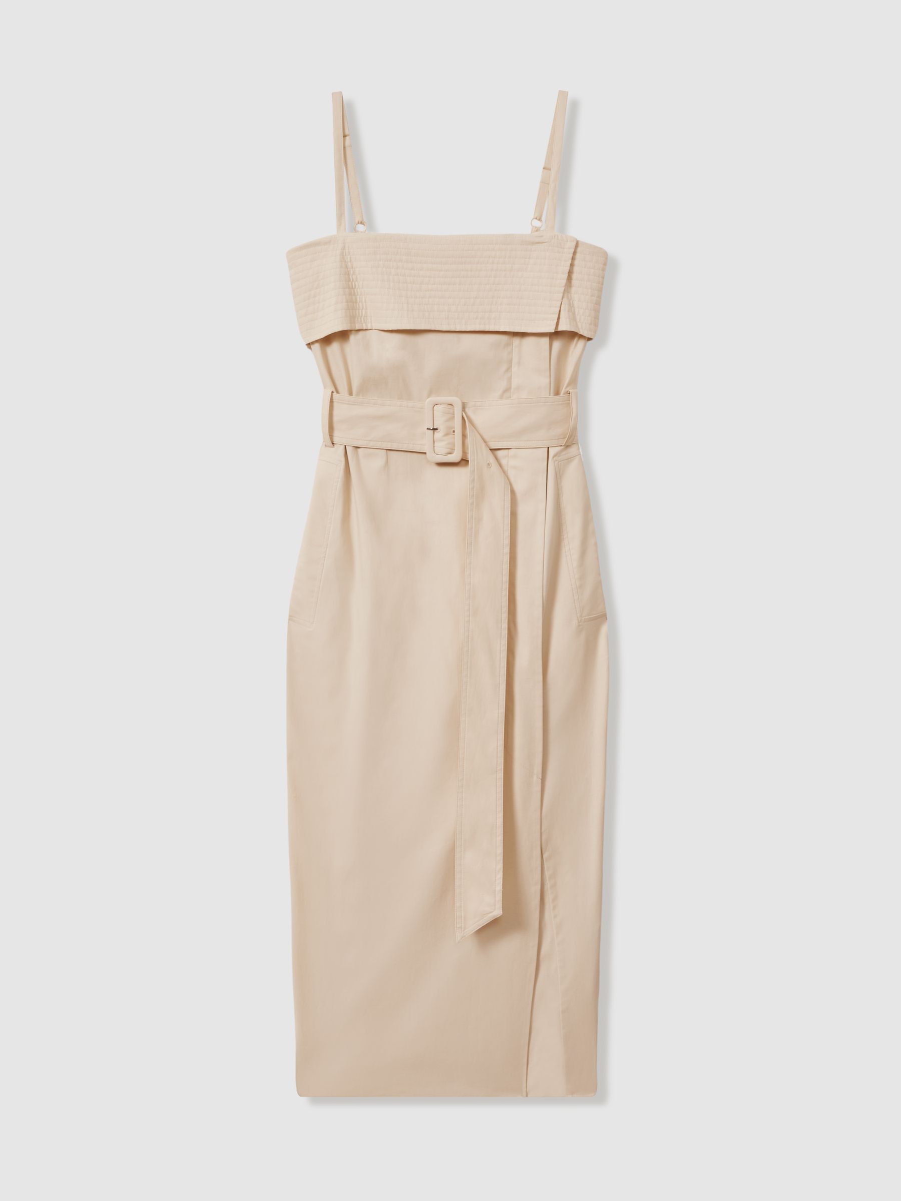 Cargo Belted Midi Dress in Stone