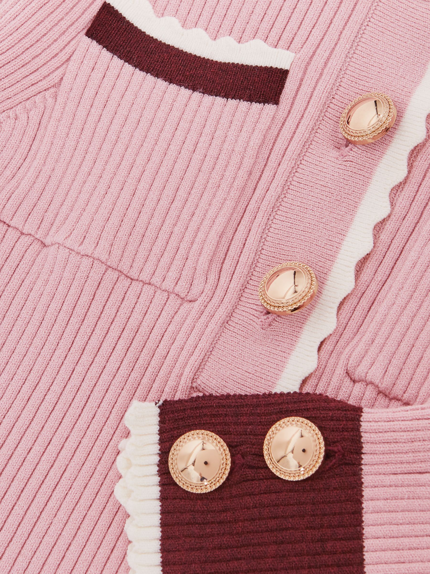 13-14 yrs Scallop-Trim Rib-Knit Dress in Pink