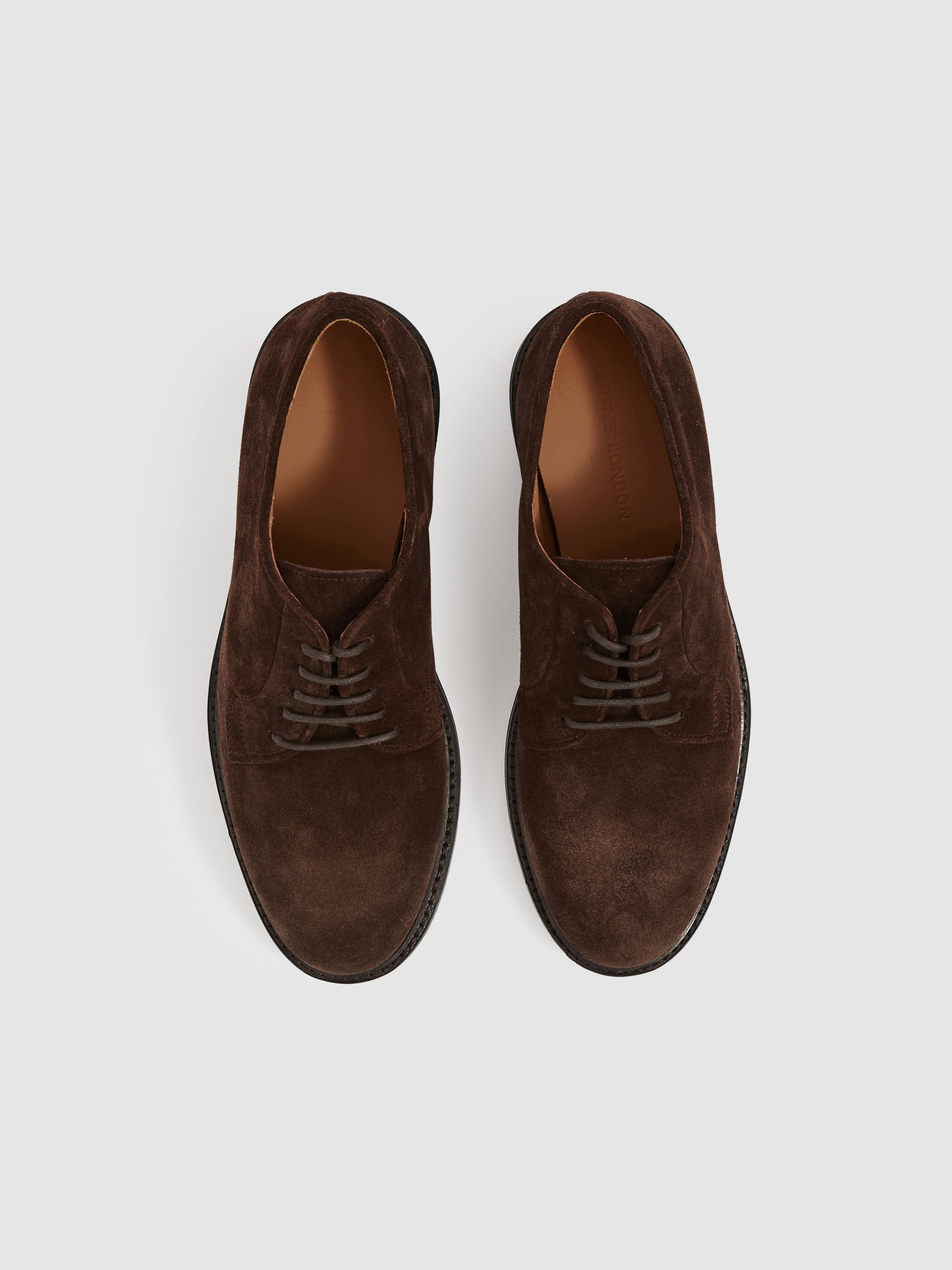 Harrys London Suede Derby Shoes in Dark Brown