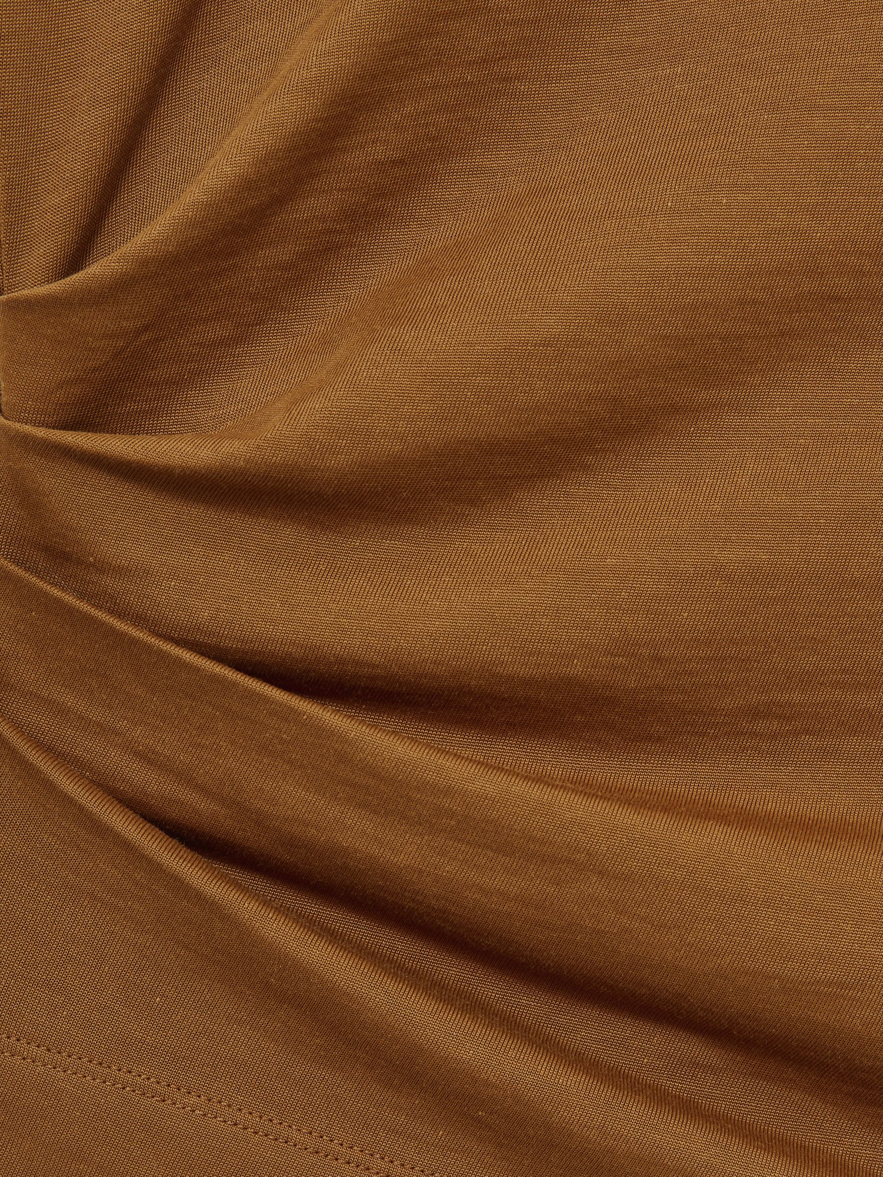 Shoulder-Pad Ruched Jersey Top in Ochre