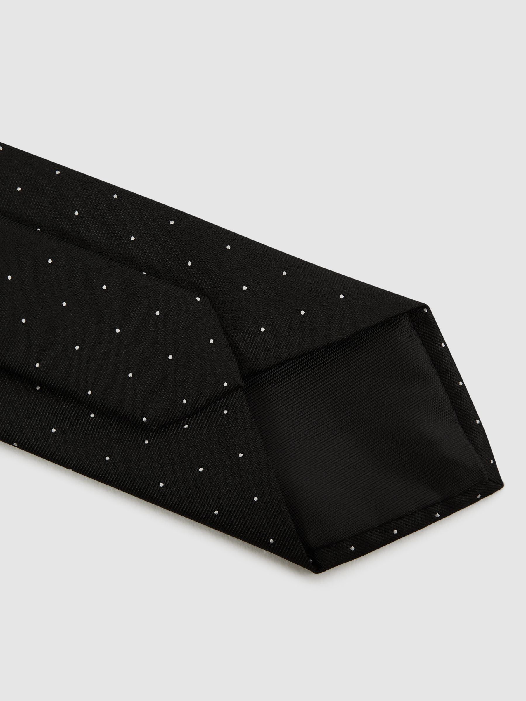 Polka Dot Silk Tie in Black