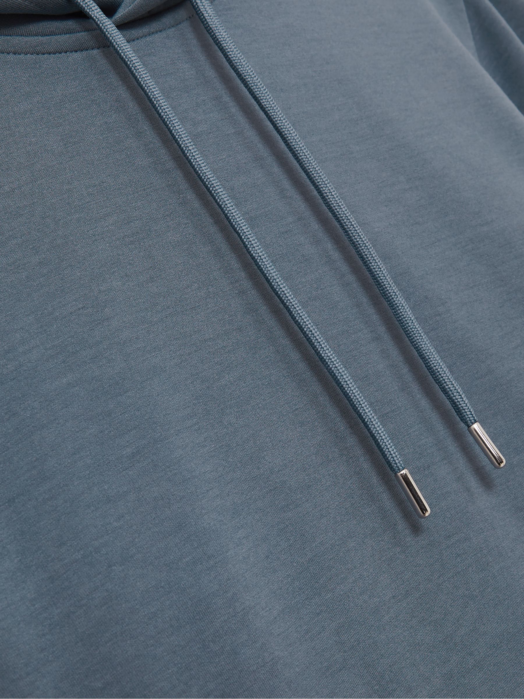 Interlock Jersey Drawstring Hoodie in Airforce Blue