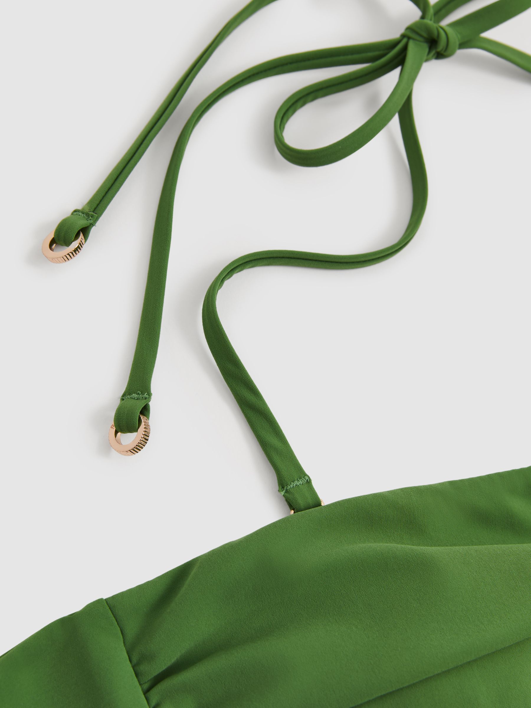 Cut-Out V-Wire Bandeau Bikini Top in Green