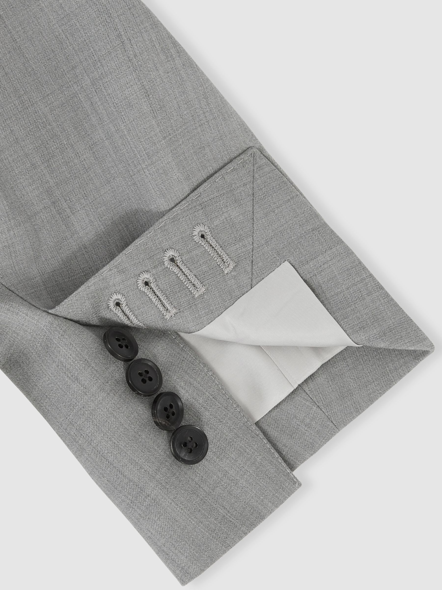 Slim-Fit Wool Single Breasted Suit Blazer in Mid Grey