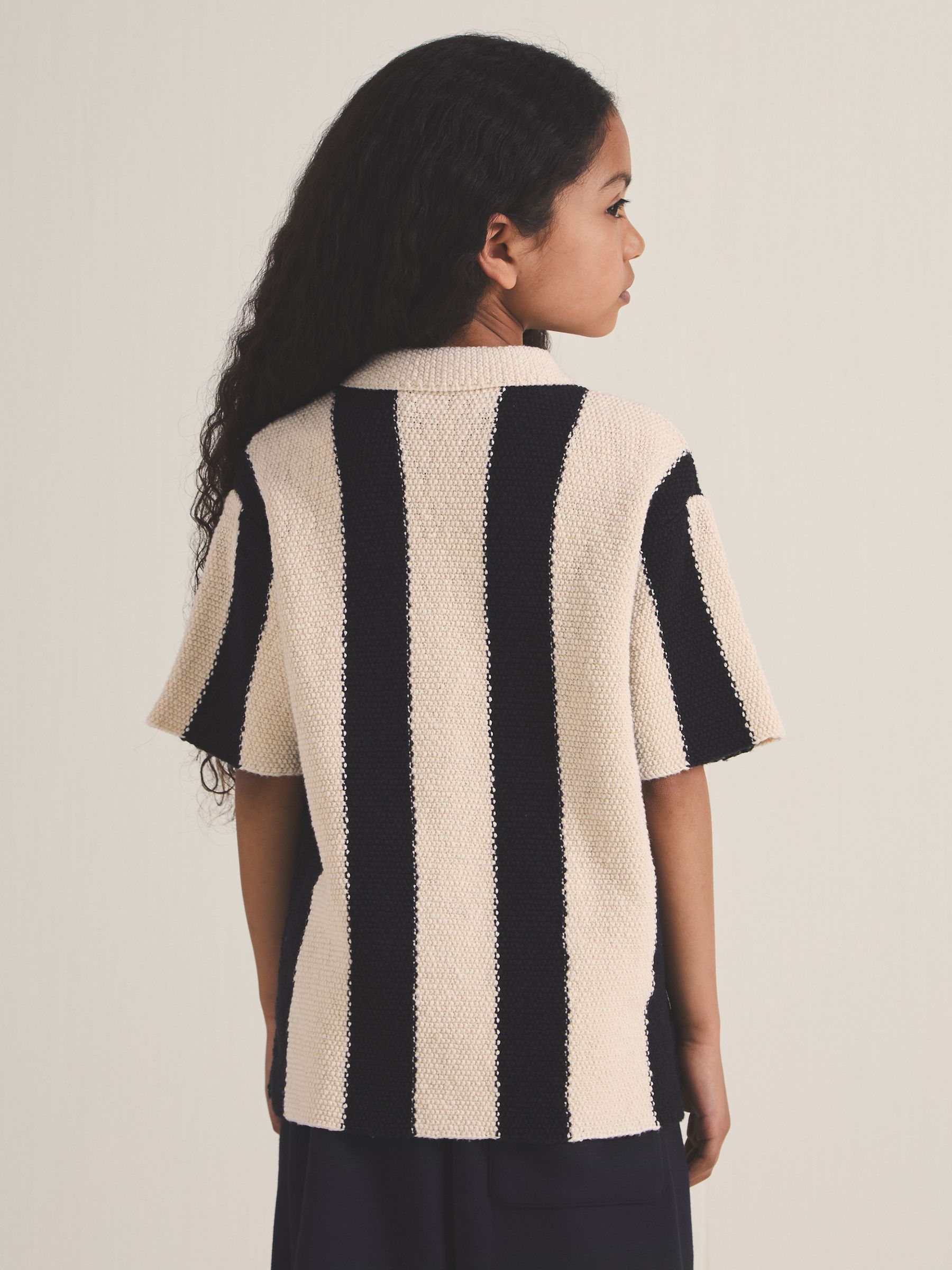 4-9 yrs Reiss | Les 100 Ciels Stripe Knit Shirt in Black
