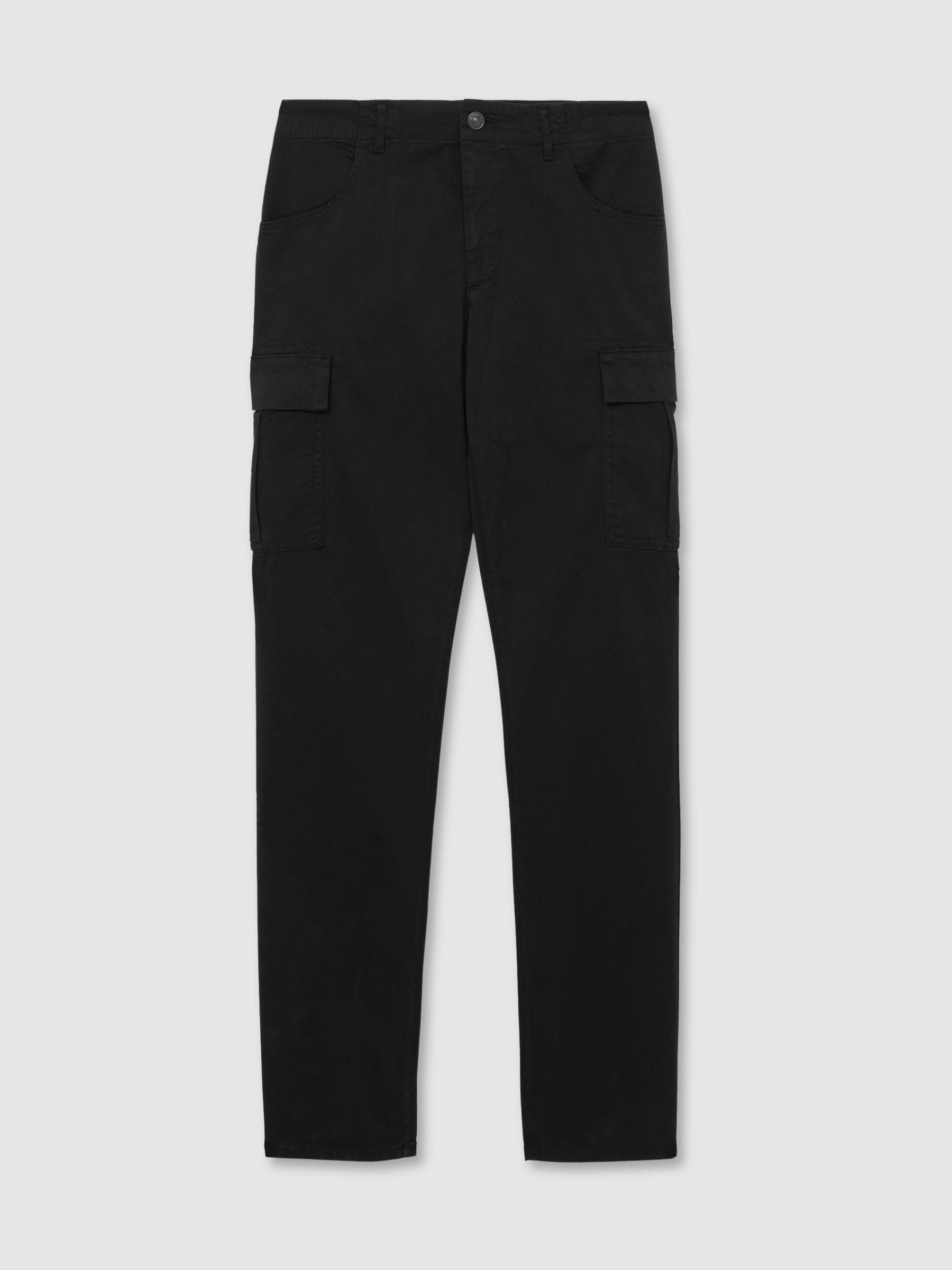 Paige Stretch-Cotton Slim Cargo Trousers in Black