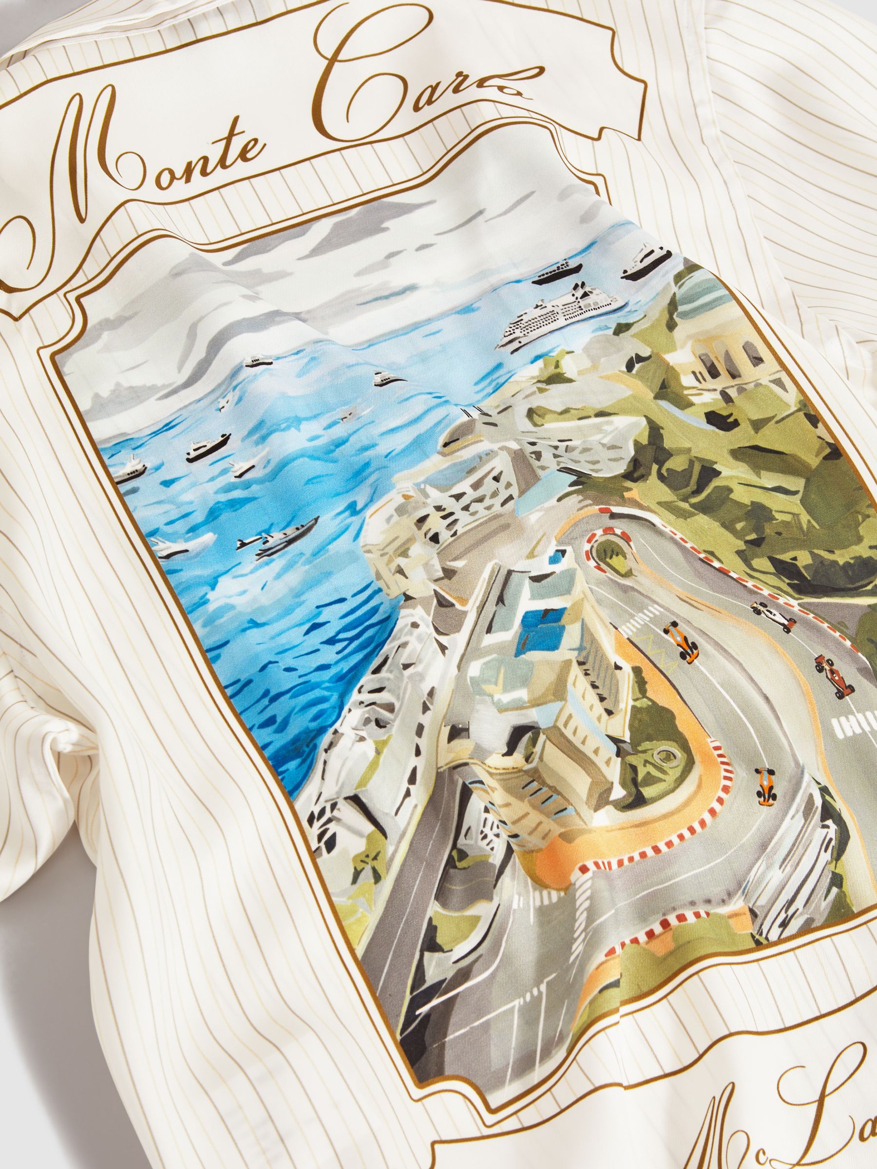 McLaren F1 Monte Carlo Exclusive Cuban Collar Shirt in White Multi