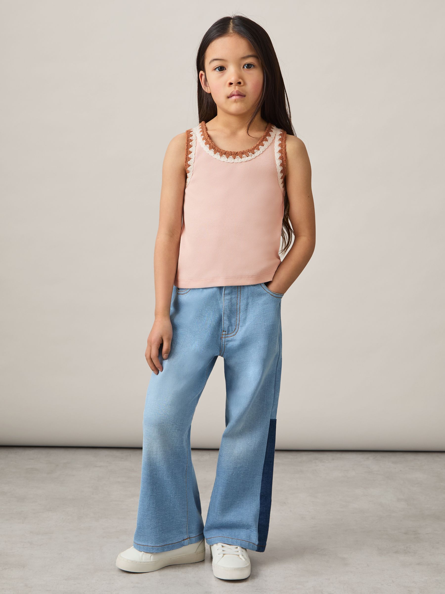 4-9 yrs Cotton Crochet-Trim Vest in Pink