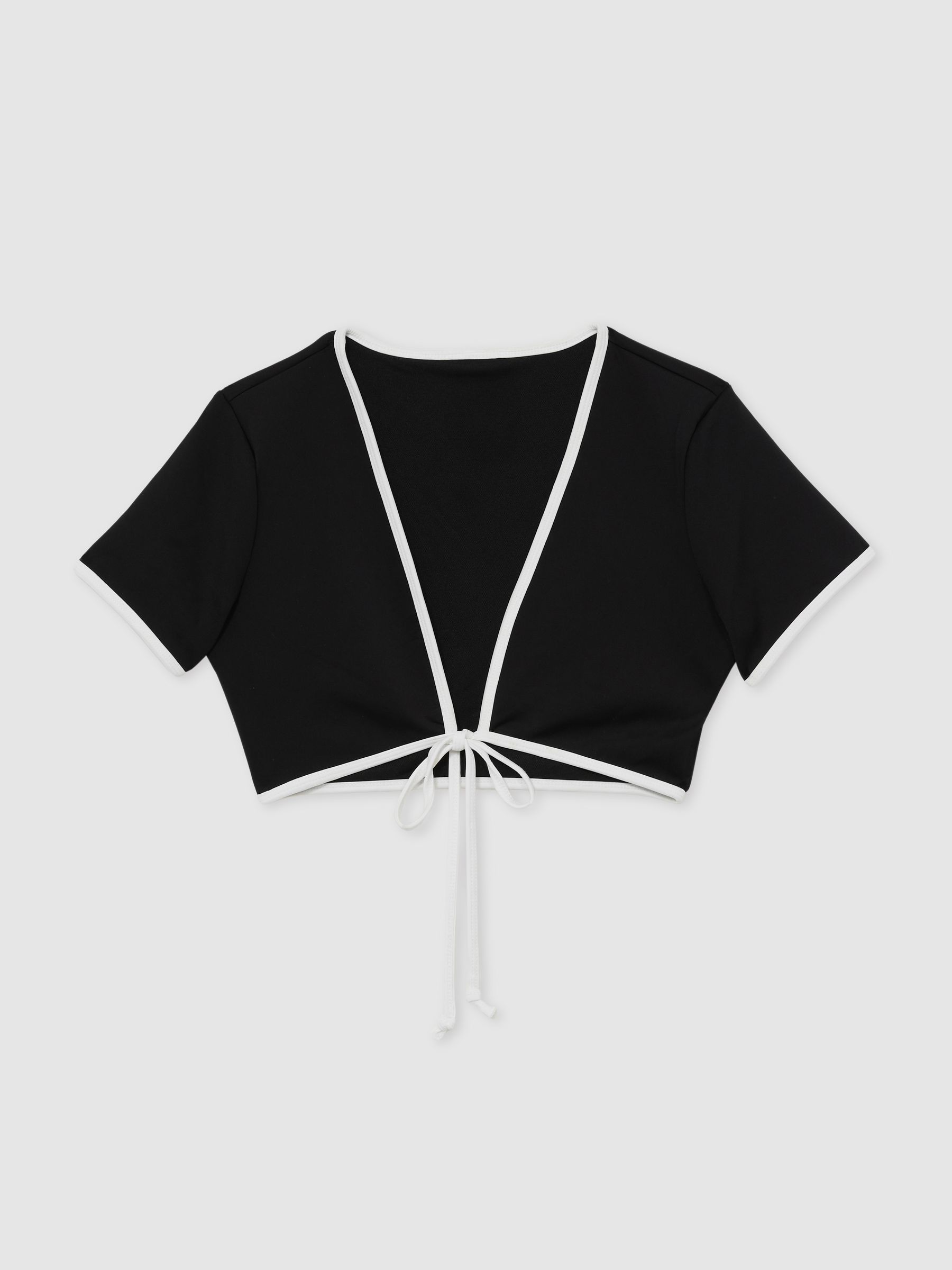 Good American Tie-Front Swim Tee in Black
